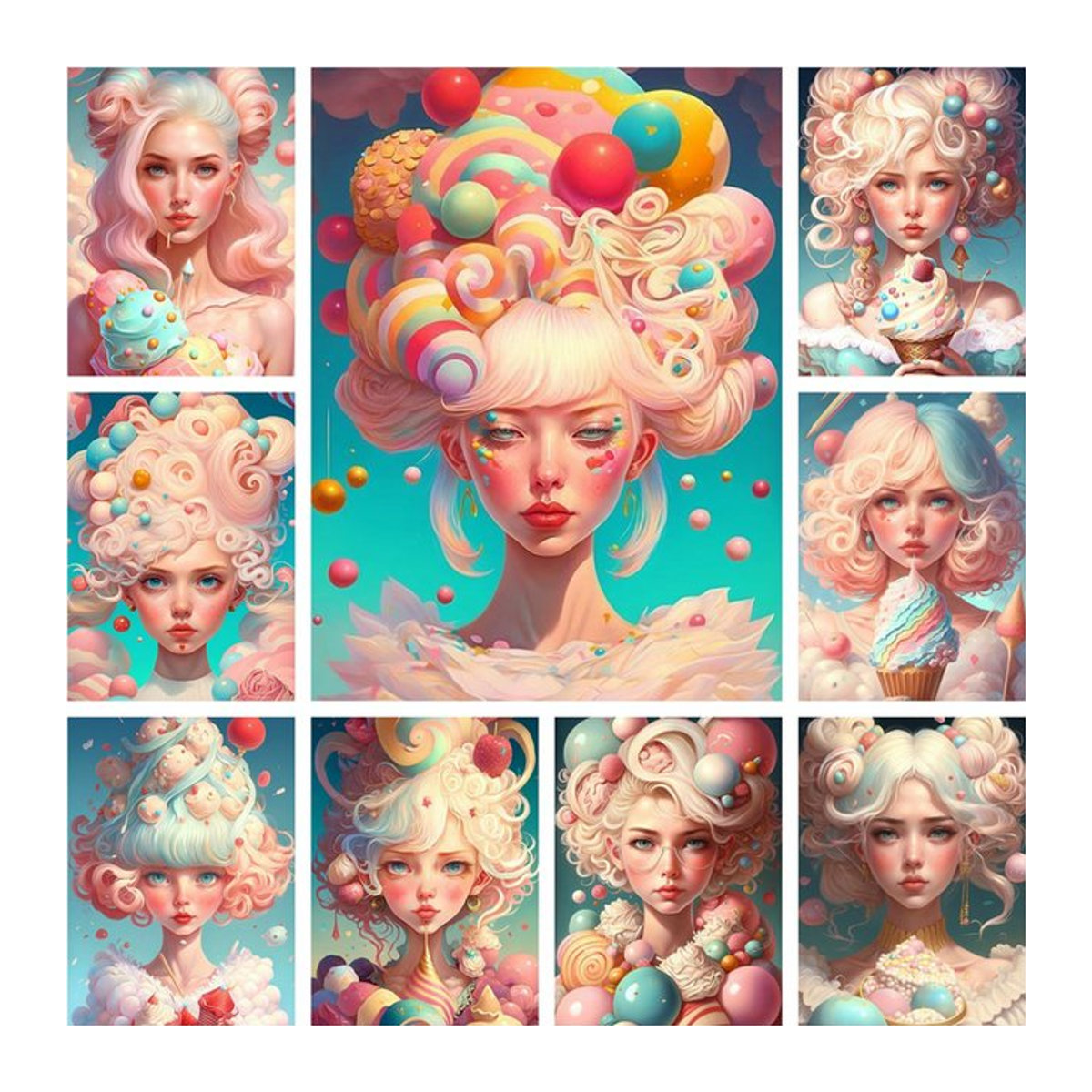 YUTTEE Diamond Painting Kit Cartoon Eis Mädchen mit 5D Vollrunden Diamanten in Mehrfarbig - Bild 1