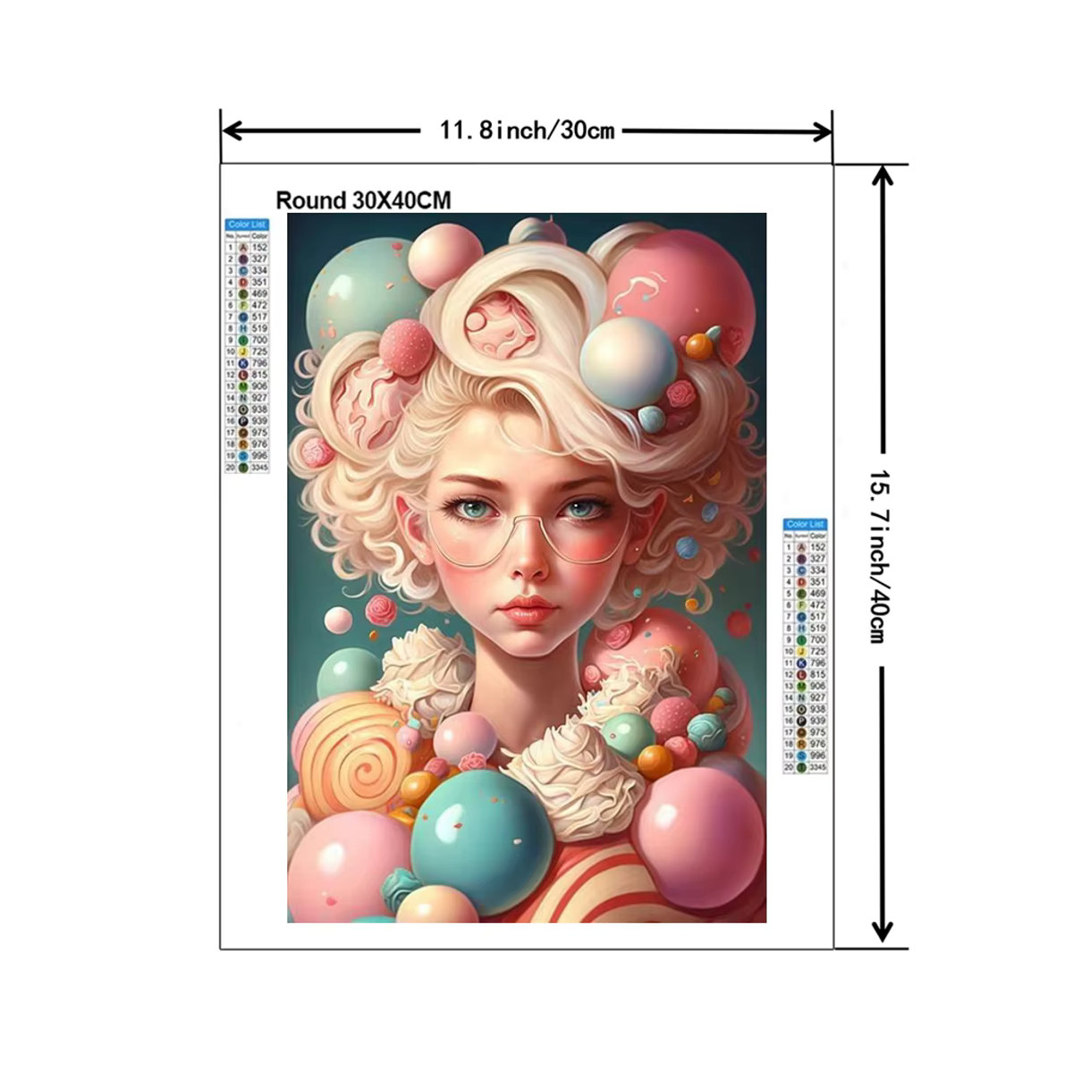 YUTTEE Diamond Painting Kit Cartoon Eis Mädchen mit 5D Vollrunden Diamanten in Mehrfarbig - Bild 2