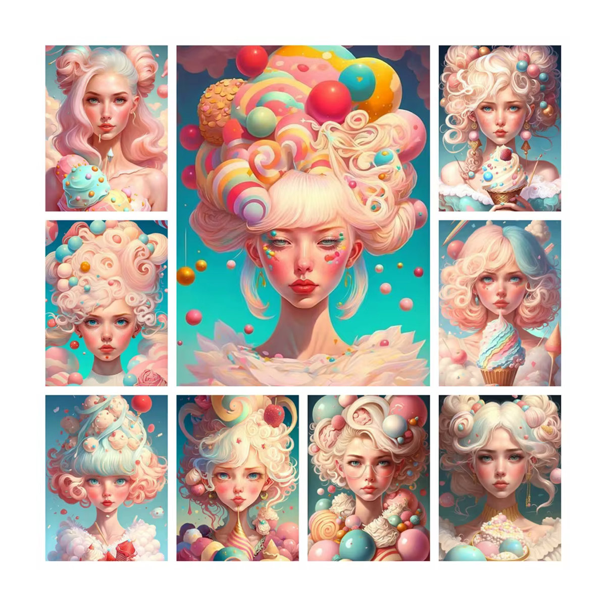 YUTTEE Diamond Painting Kit Cartoon Eis Mädchen mit 5D Vollrunden Diamanten in Mehrfarbig - Bild 3