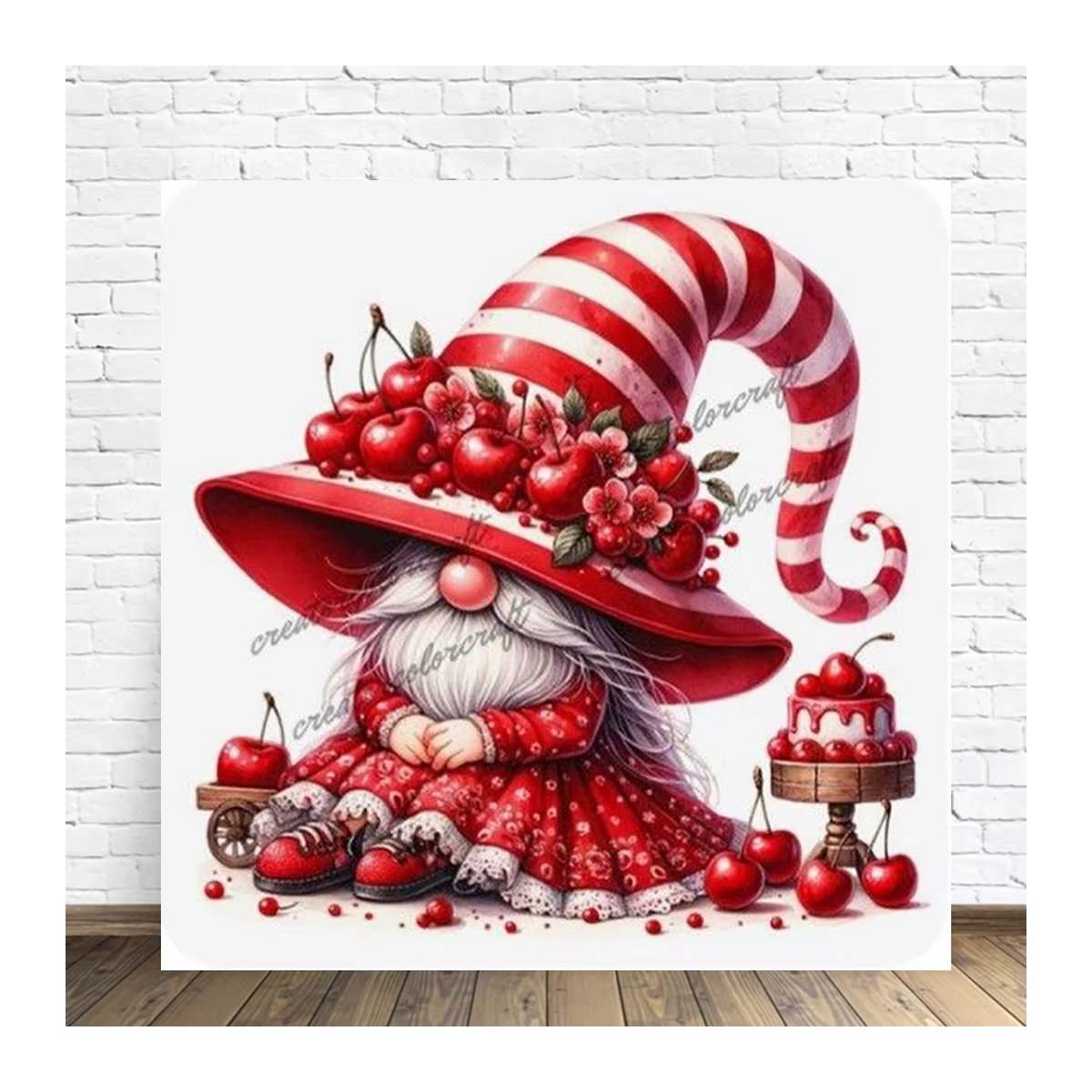 YUTTEE Diamond Painting Kit Weihnachten Cartoon Bär mit Blumenmosaik in Mehrfarbig, Rund, Durchmesser: 30 cm - Bild 2