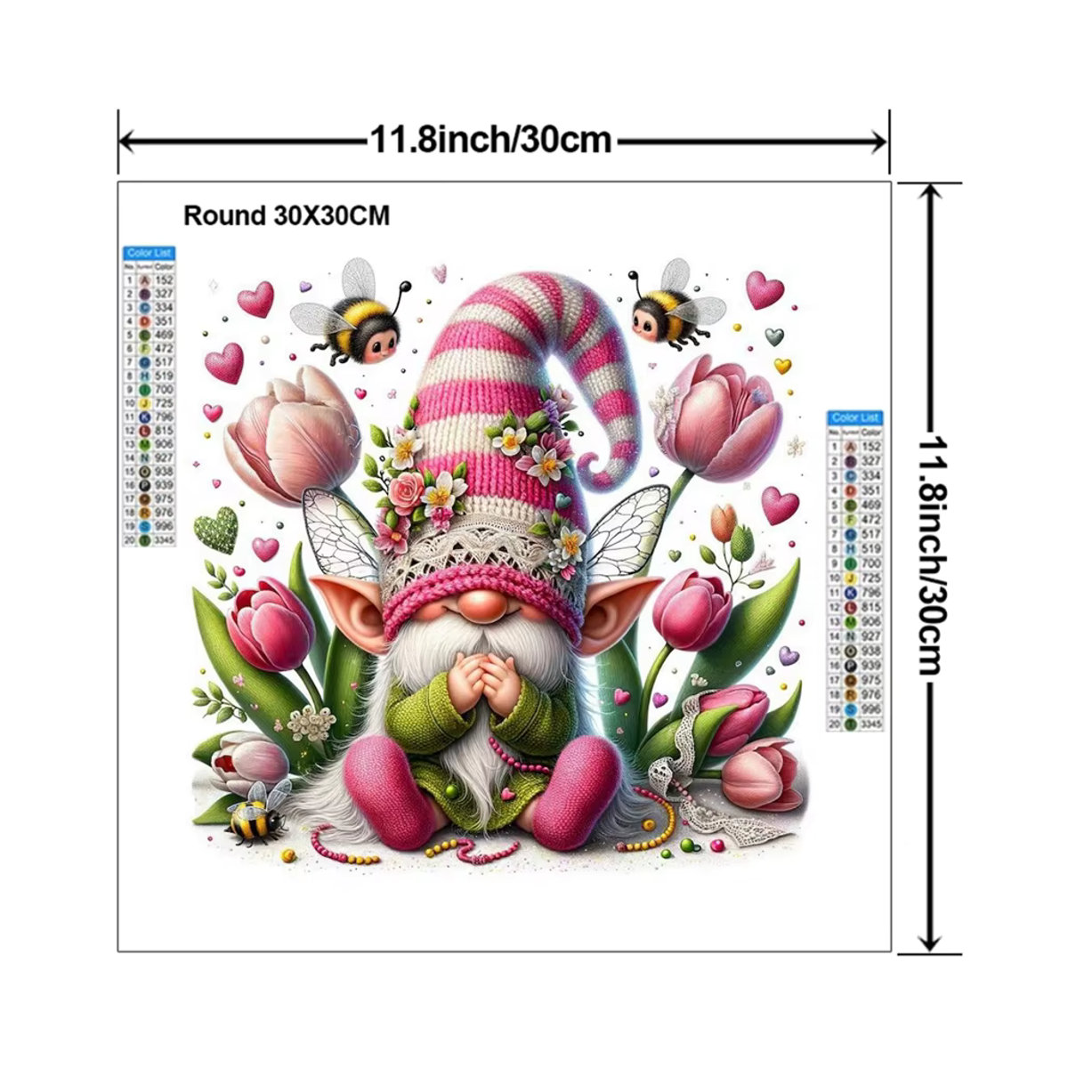 YUTTEE Diamond Painting Kit Weihnachten Cartoon Bär mit Blumenmosaik in Mehrfarbig, Rund, Durchmesser: 30 cm - Bild 3