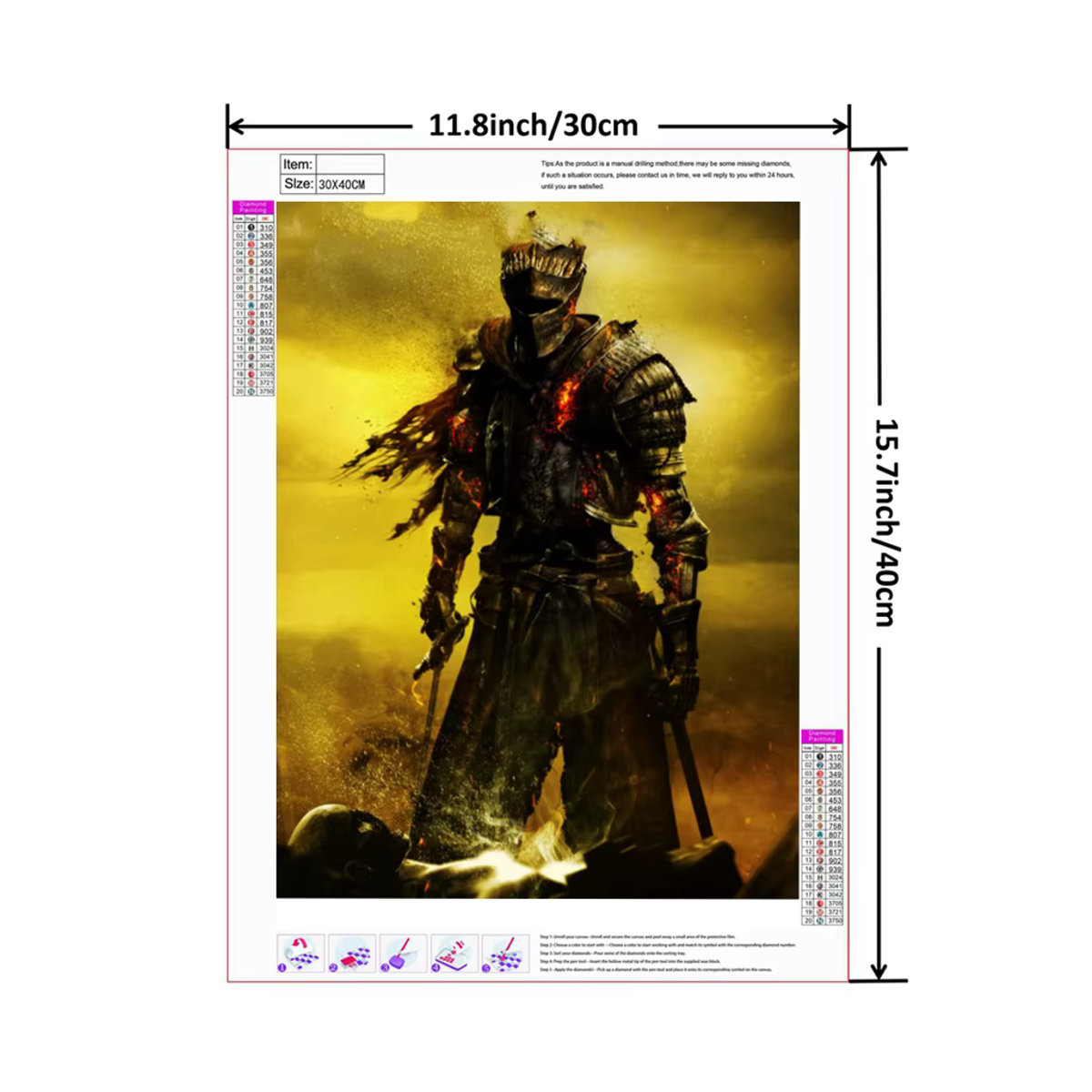YUTTEE Diamond Painting Set Darkness Knight Warrior Abyss Walker Rund Mehrfarbig - Bild 3