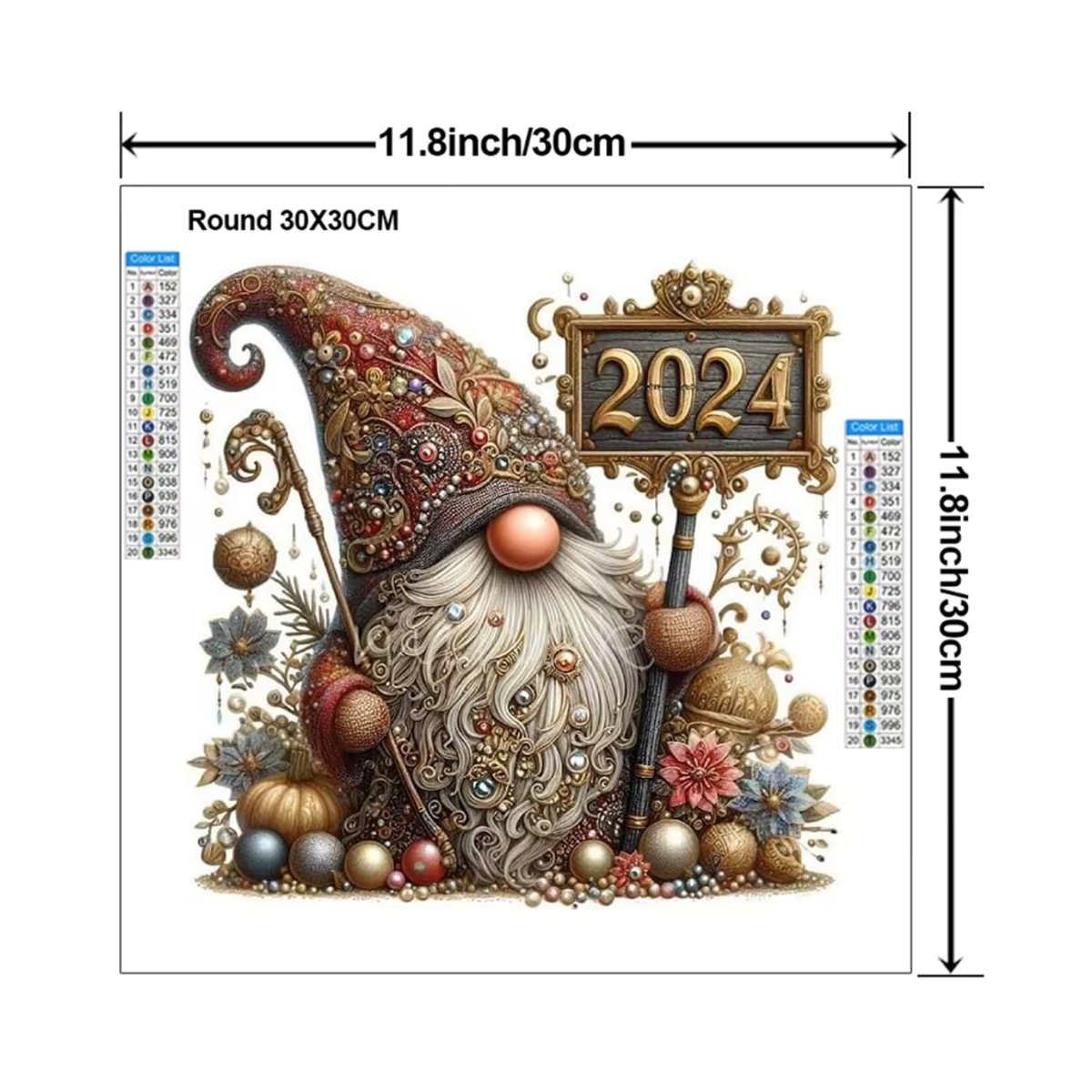 YUTTEE Diamond Painting Set Weihnachten Cartoon Motiv mit Blumen und altem Mann, Mehrfarbig, Rund - Bild 2