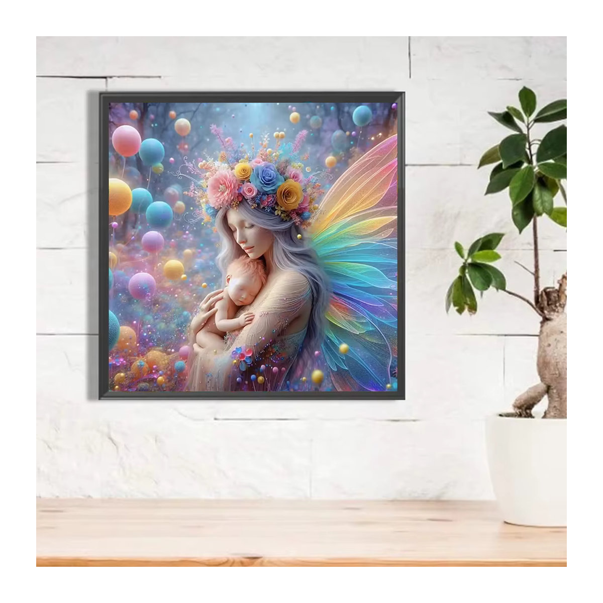 YUTTEE DIY Diamantmalerei Set Fee Einhorn Mädchen als 5D Mosaik mit runden Steinen, Multicolor, B/H: 20 x 20 cm - Bild 2