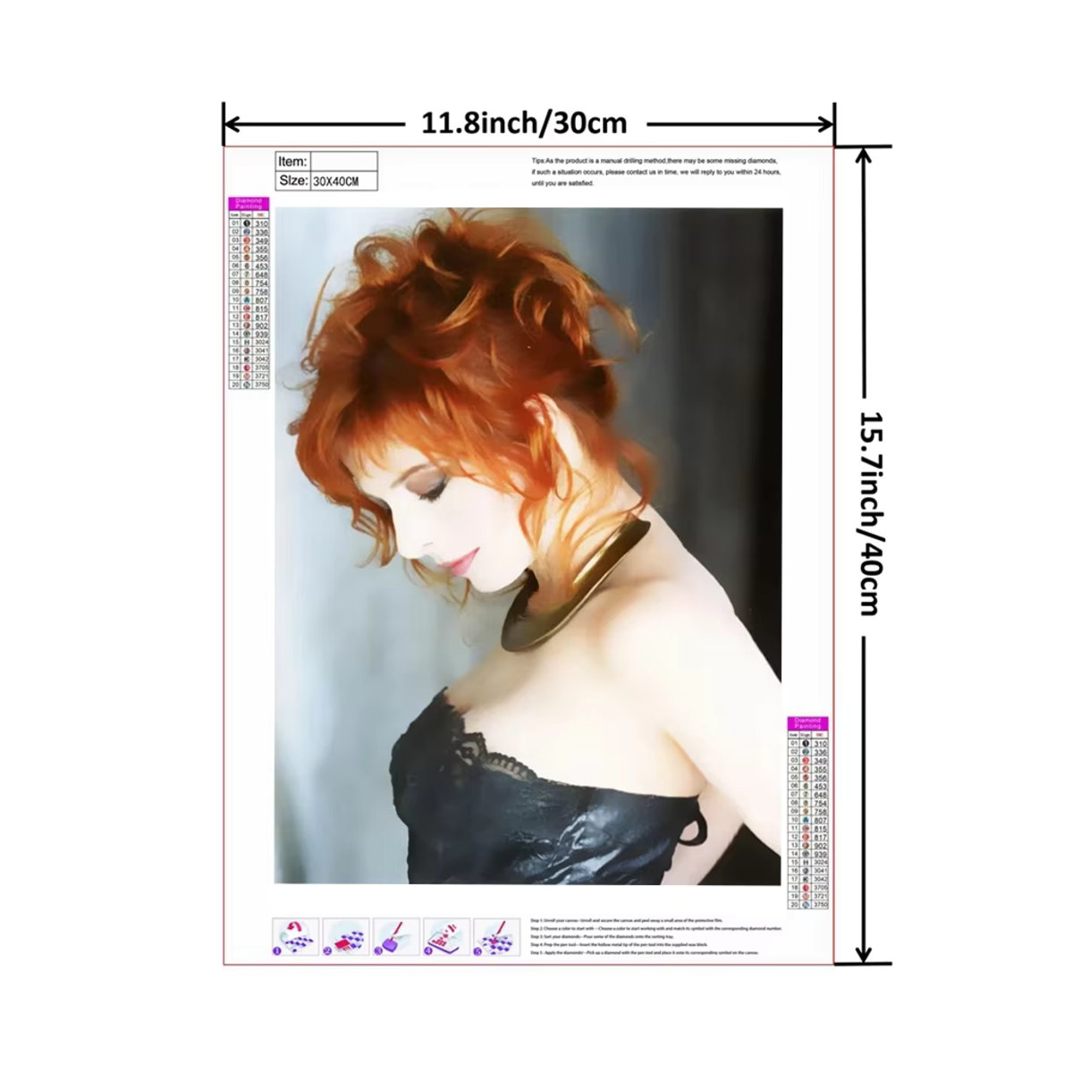 YUTTEE Mylene Farmer 5D Diamantgemälde Set zum Selbermachen mit Kreuzstich-Mosaik-Effekt - Bild 3