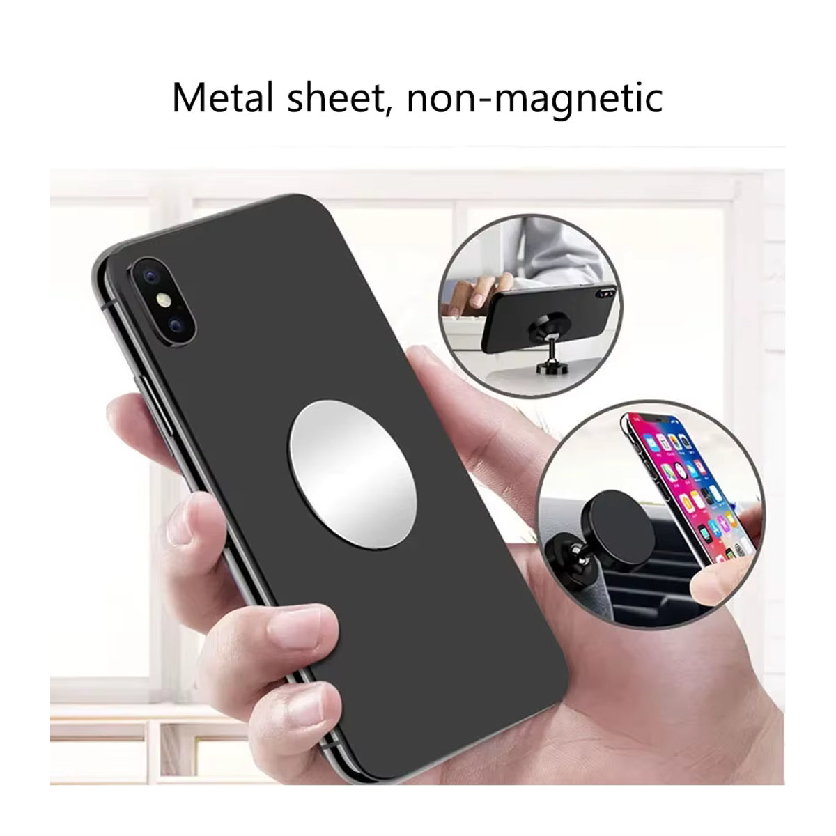YuXi 10er Set Magnetische Metallplatten in Silber für Auto-Telefonhalterungen und Handy-Ständer, Durchmesser: 30 mm bis 60 mm - Bild 1