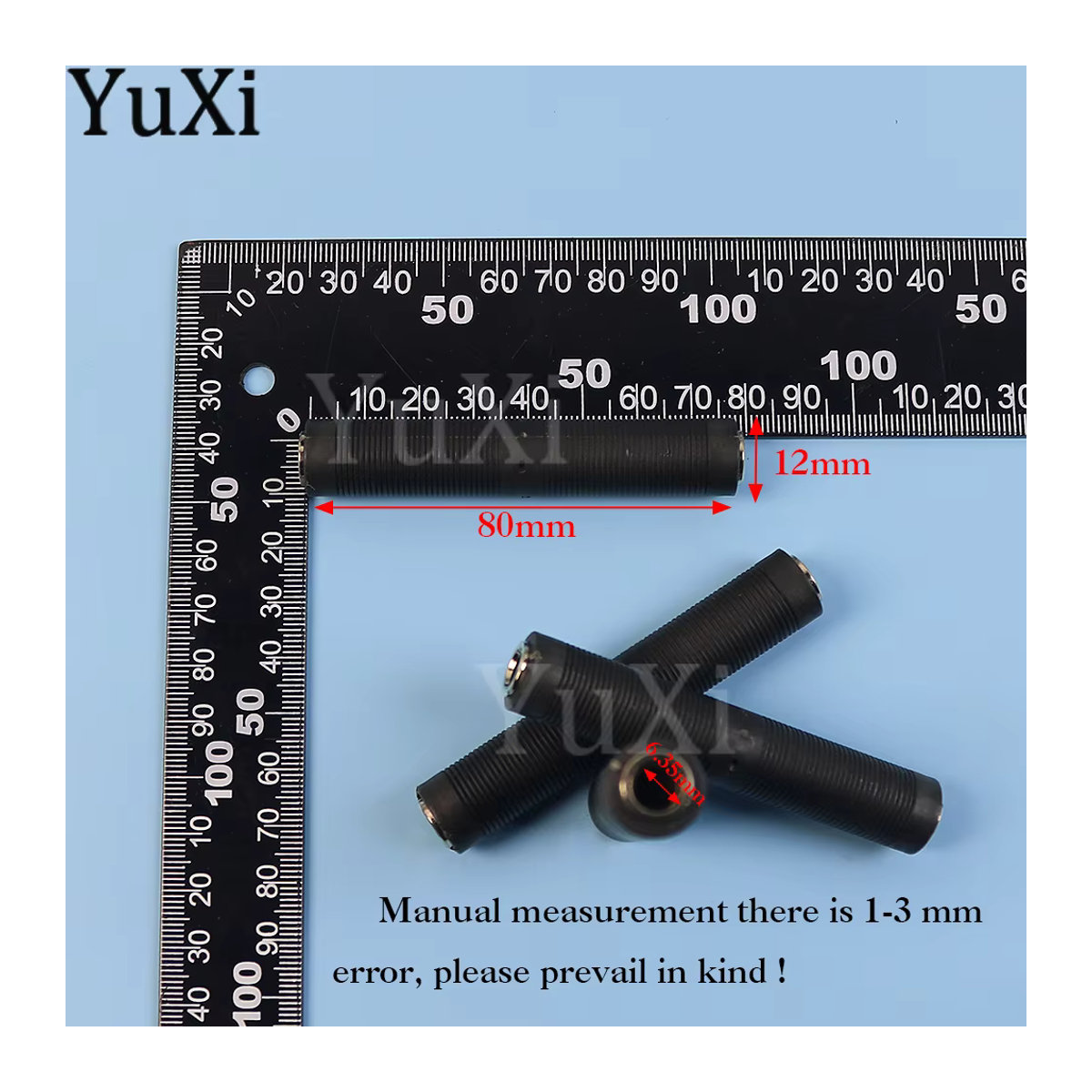 YuXi Audio Stereo Jack Adapter Buchse auf Buchse 6,35mm Konverter für Mikrofon und Lautsprecher, Schwarz, Metall - Bild 2