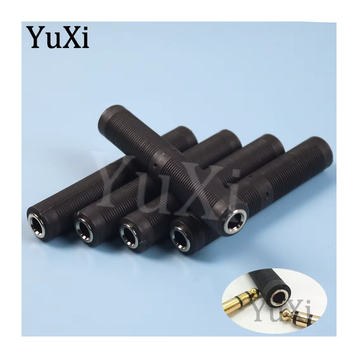 YuXi Audio Stereo Jack Adapter Buchse auf Buchse 6,35mm Konverter für Mikrofon und Lautsprecher, Schwarz, Metall - Bild 3
