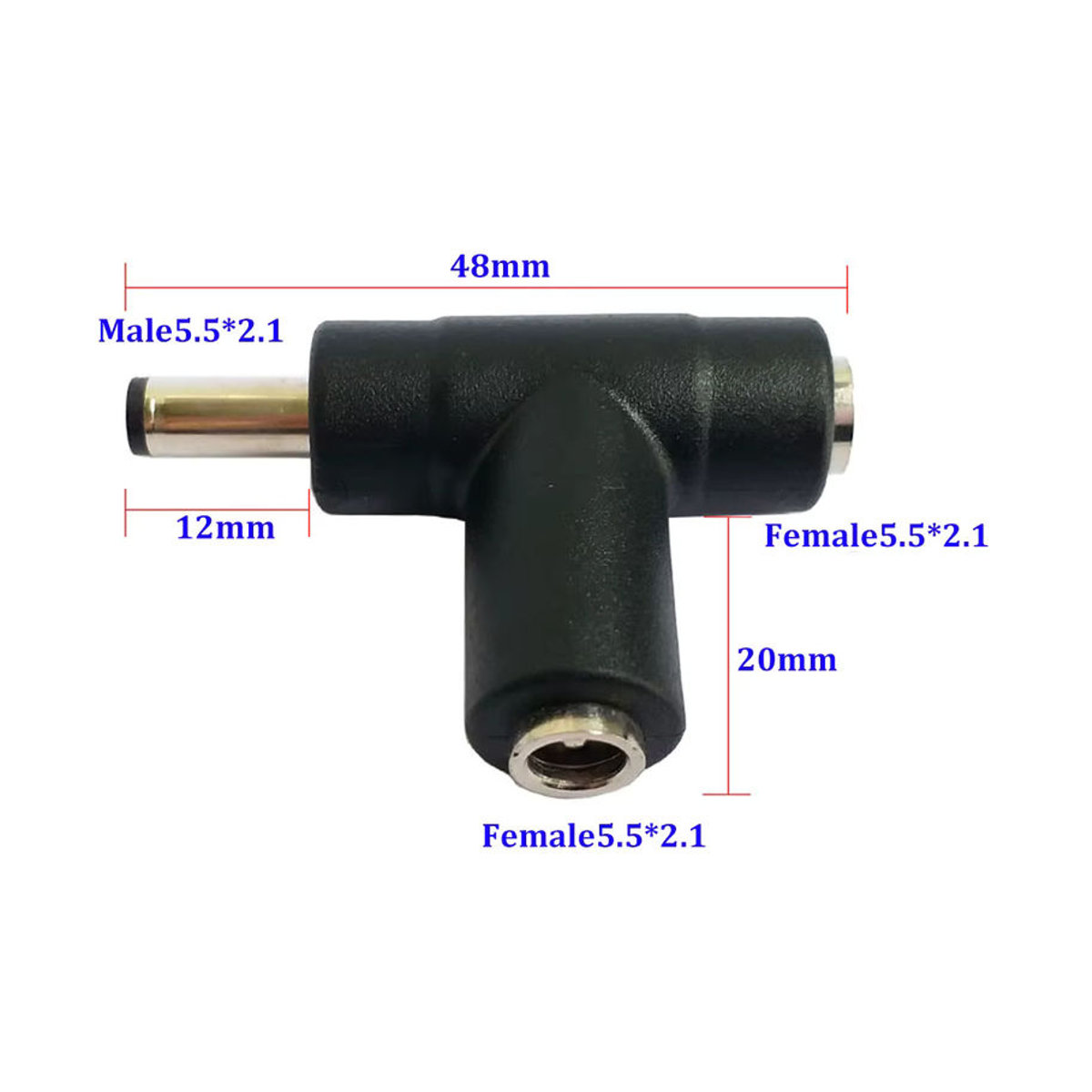 YuXi DC-Netzteil Splitter Konverter Schwarz 1 Stecker auf 2 Buchsen 5,5x2,1mm - Bild 3