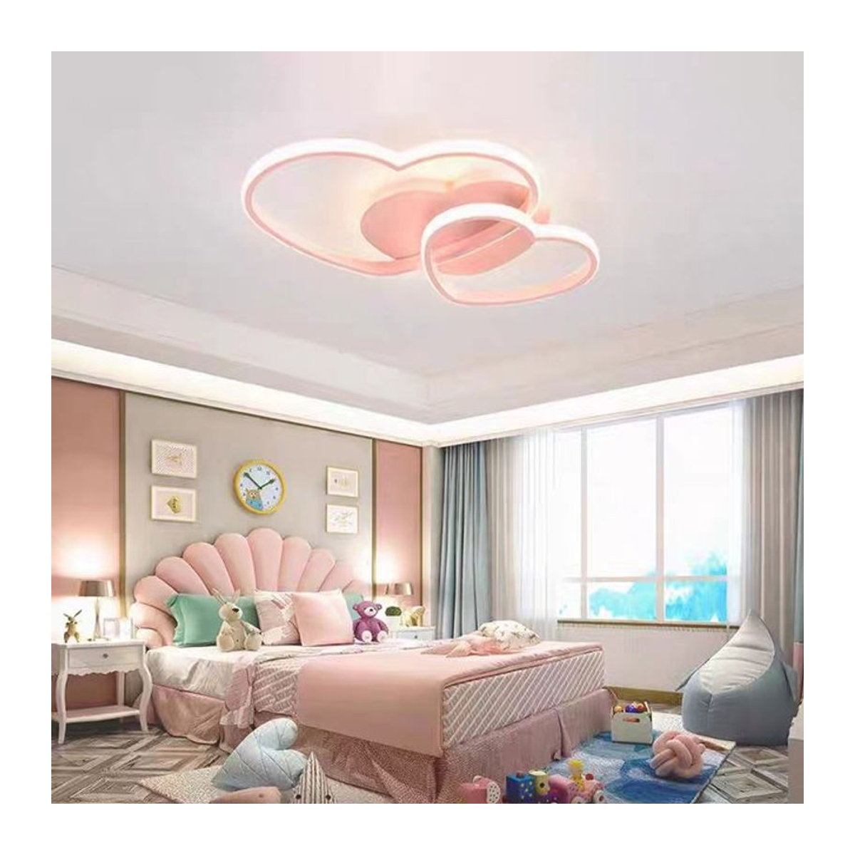 YUXINLUX Herzförmiger Kronleuchter für Kinderzimmer in Rosa - Bild 1