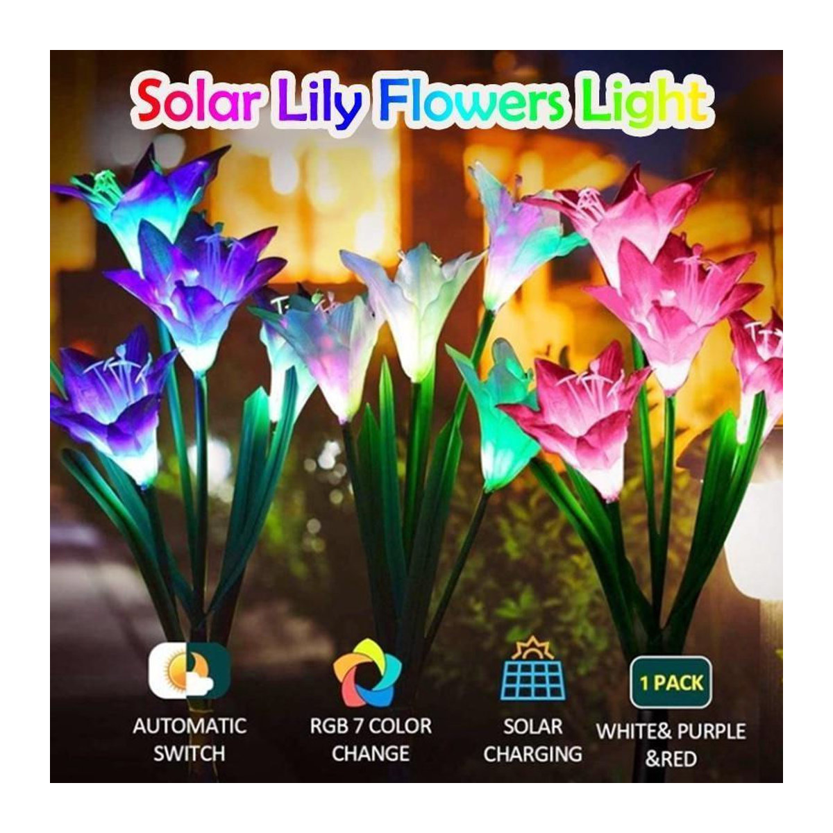 Yuyongzhi Solar Lily Bodenleuchte LED Wegeleuchte wetterfest IP65 Bunt - Bild 11