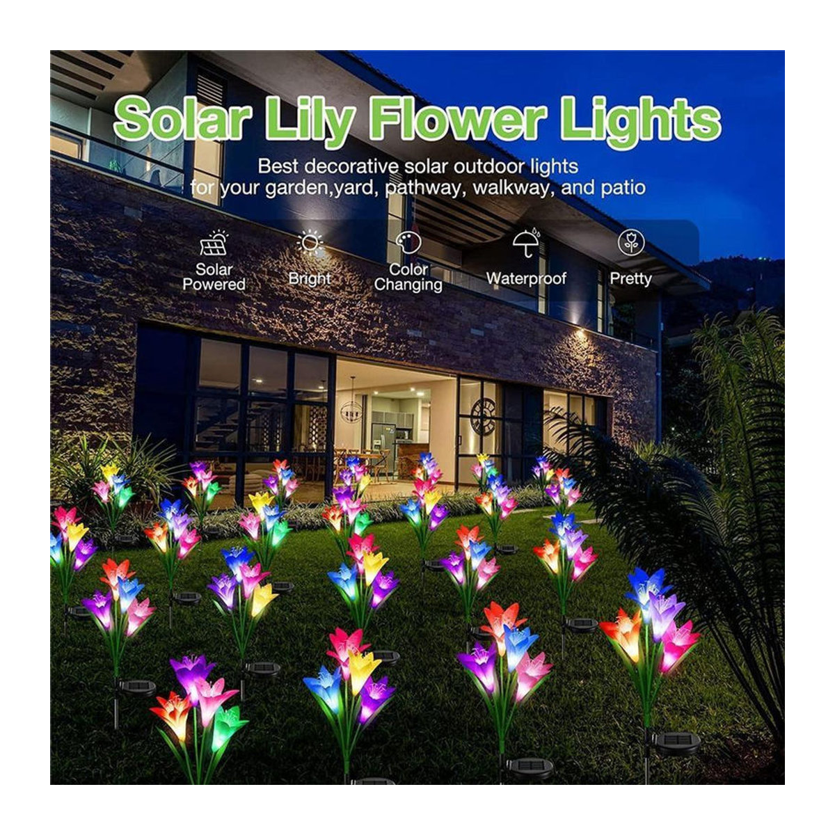 Yuyongzhi Solar Lily Bodenleuchte LED Wegeleuchte wetterfest IP65 Bunt - Bild 12