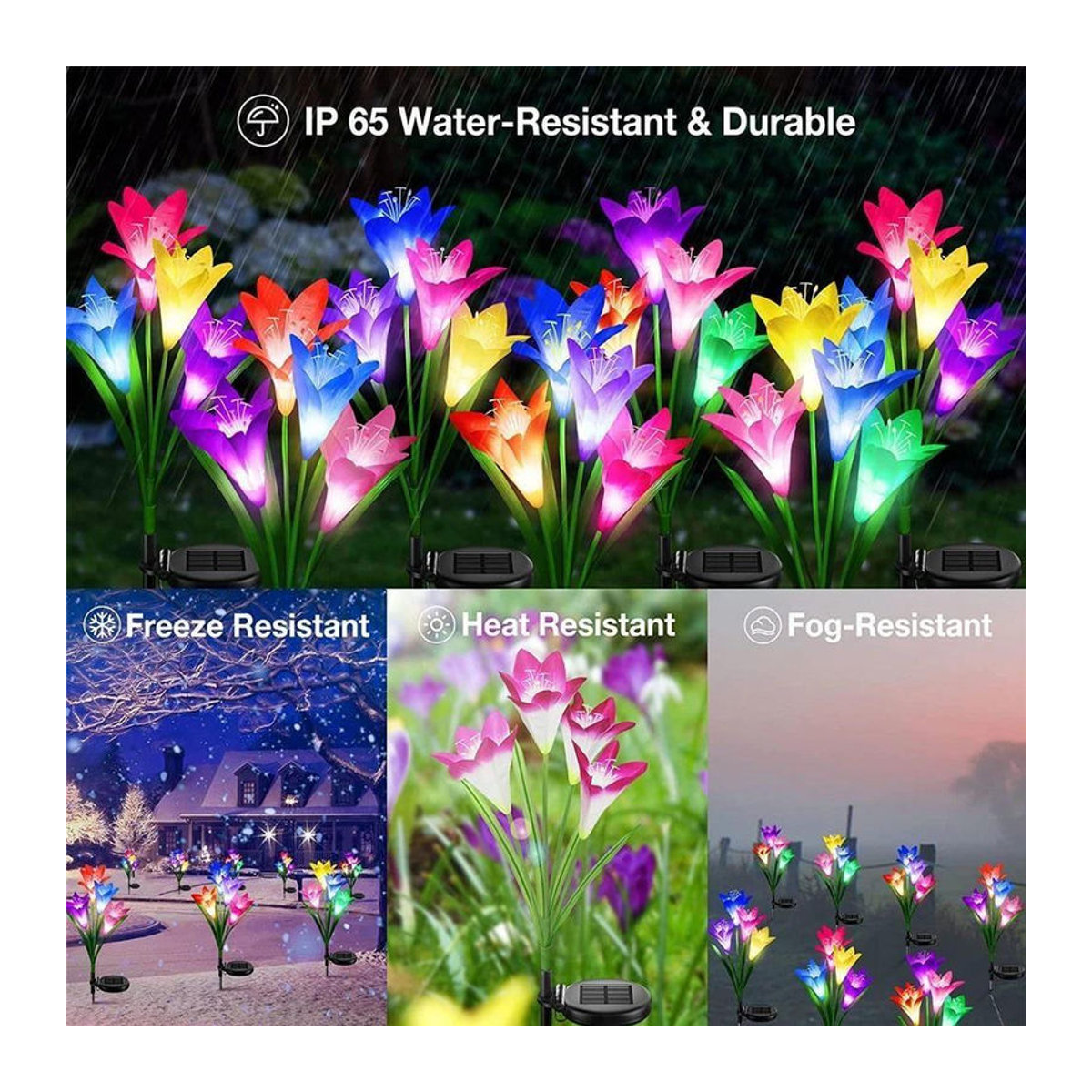 Yuyongzhi Solar Lily Bodenleuchte LED Wegeleuchte wetterfest IP65 Bunt - Bild 13