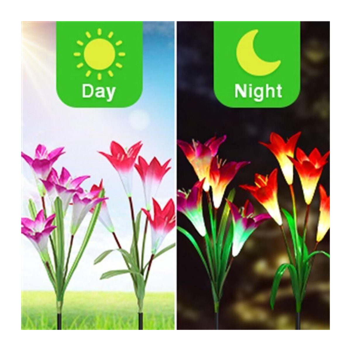 Yuyongzhi Solar Lily Bodenleuchte LED Wegeleuchte wetterfest IP65 Bunt - Bild 7
