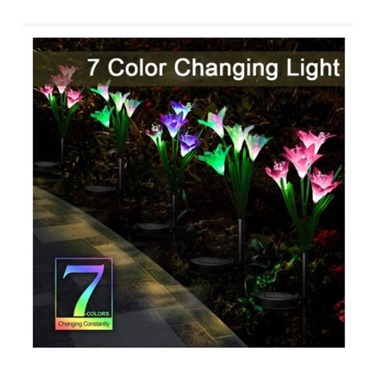 Yuyongzhi Solar Lily Bodenleuchte LED Wegeleuchte wetterfest IP65 Bunt - Bild 9