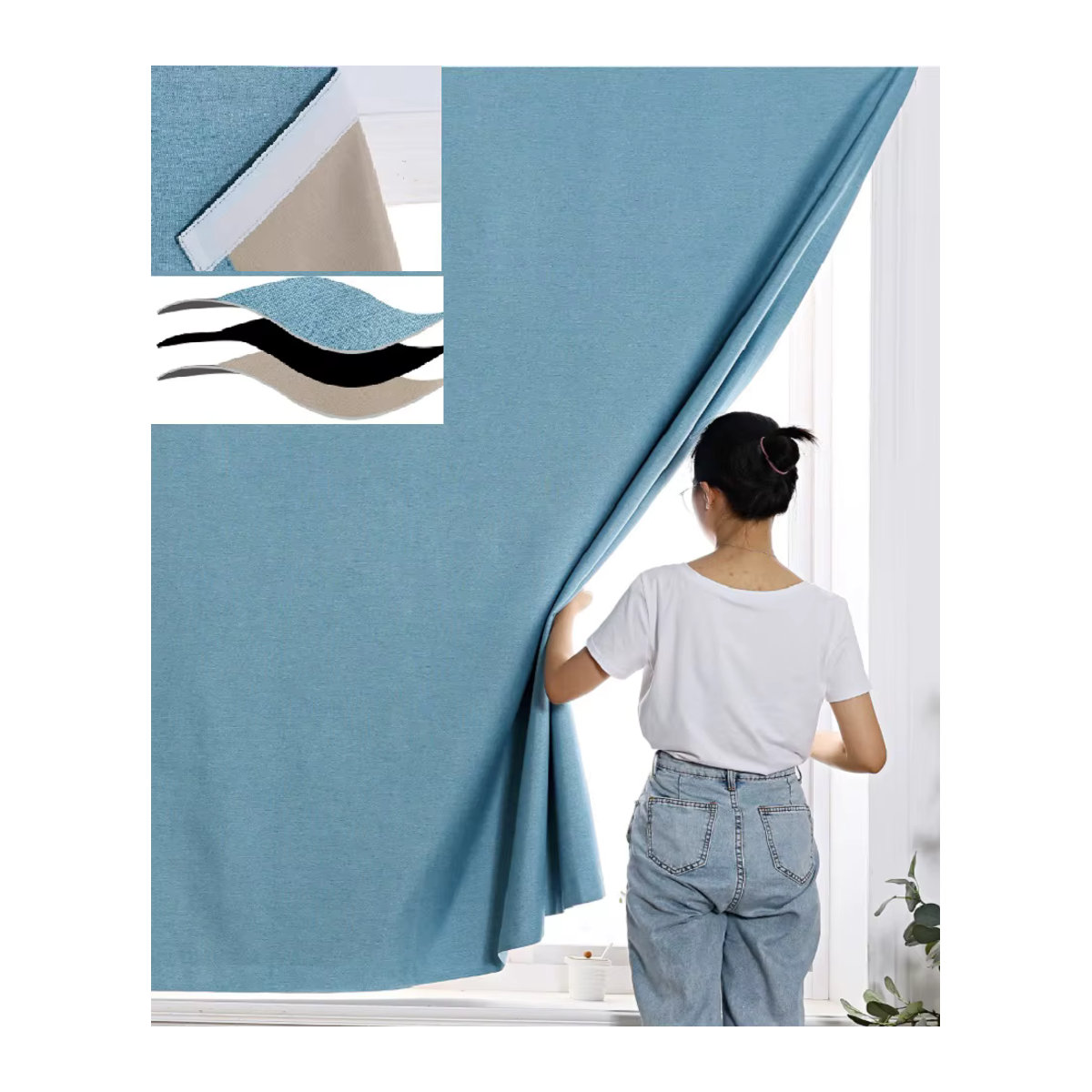 Yvonicky Magnetische Verdunkelungsvorhänge für Fenster und Türen mit 99 % Schattierung in Grau, Grün oder Blau - Bild 2
