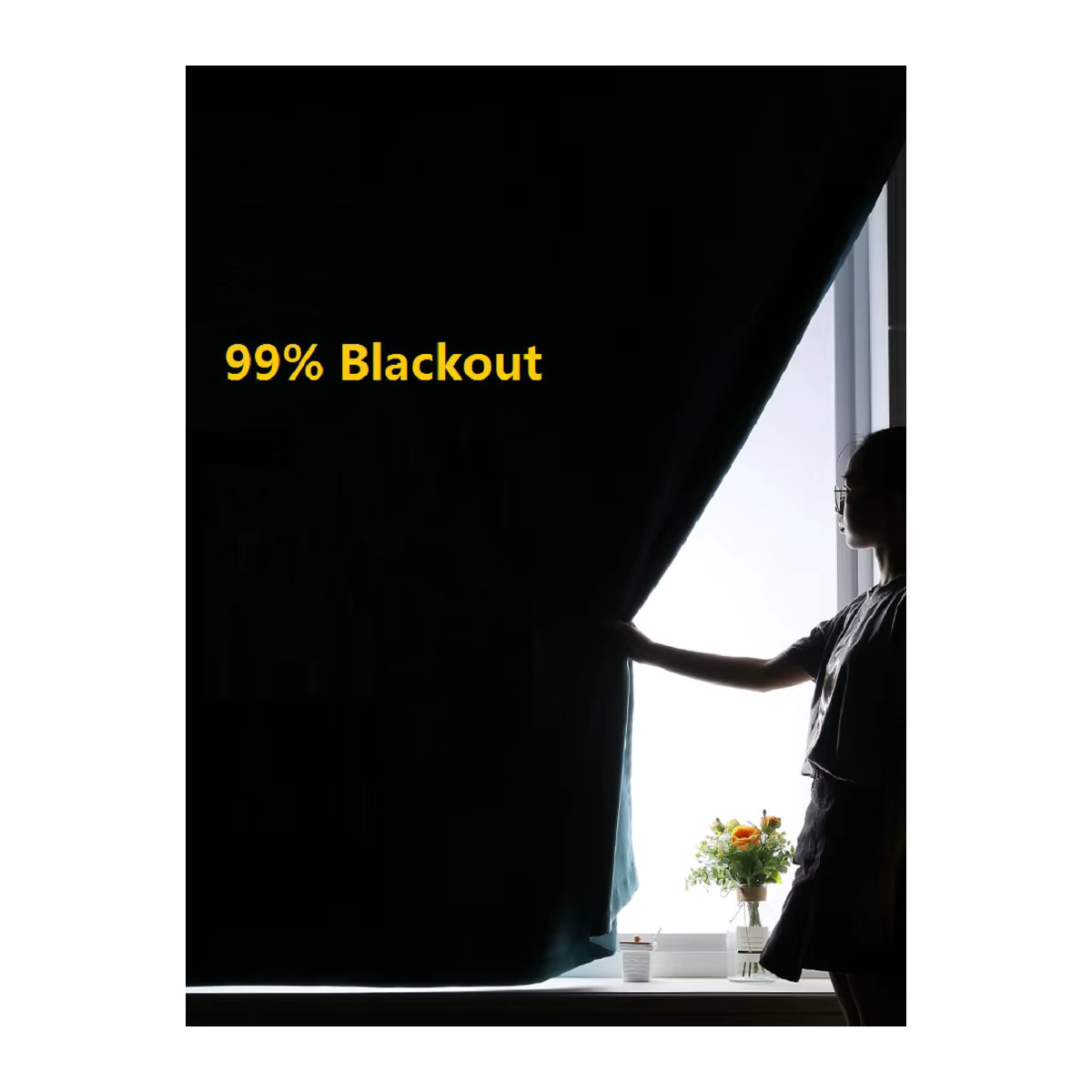 Yvonicky Magnetische Verdunkelungsvorhänge für Fenster und Türen mit 99 % Schattierung in Grau, Grün oder Blau - Bild 3