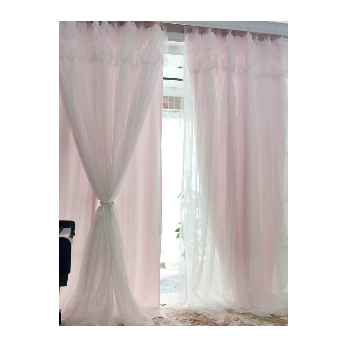 Yvonicky Rosa Vorhänge aus Tüll und Gaze für Wohnzimmer und Schlafzimmer - Bild 2