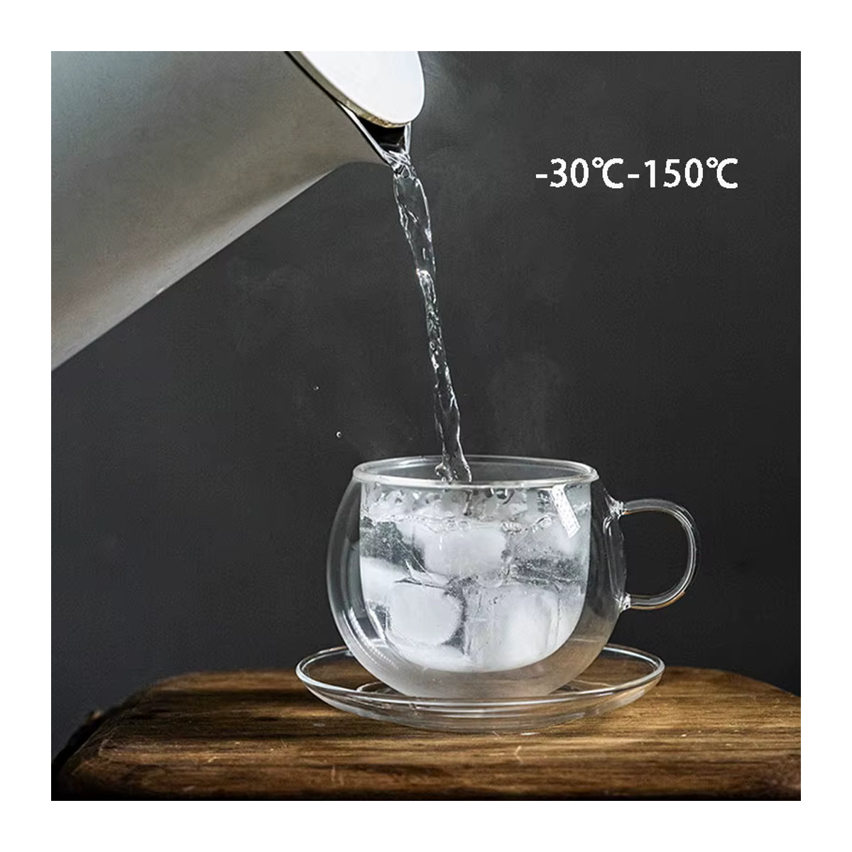 YWDL Espresso-Tassenset aus klarem Glas mit Untertasse und Löffel, doppelwandige Kaffeetassen, 180/250 ml - Bild 2