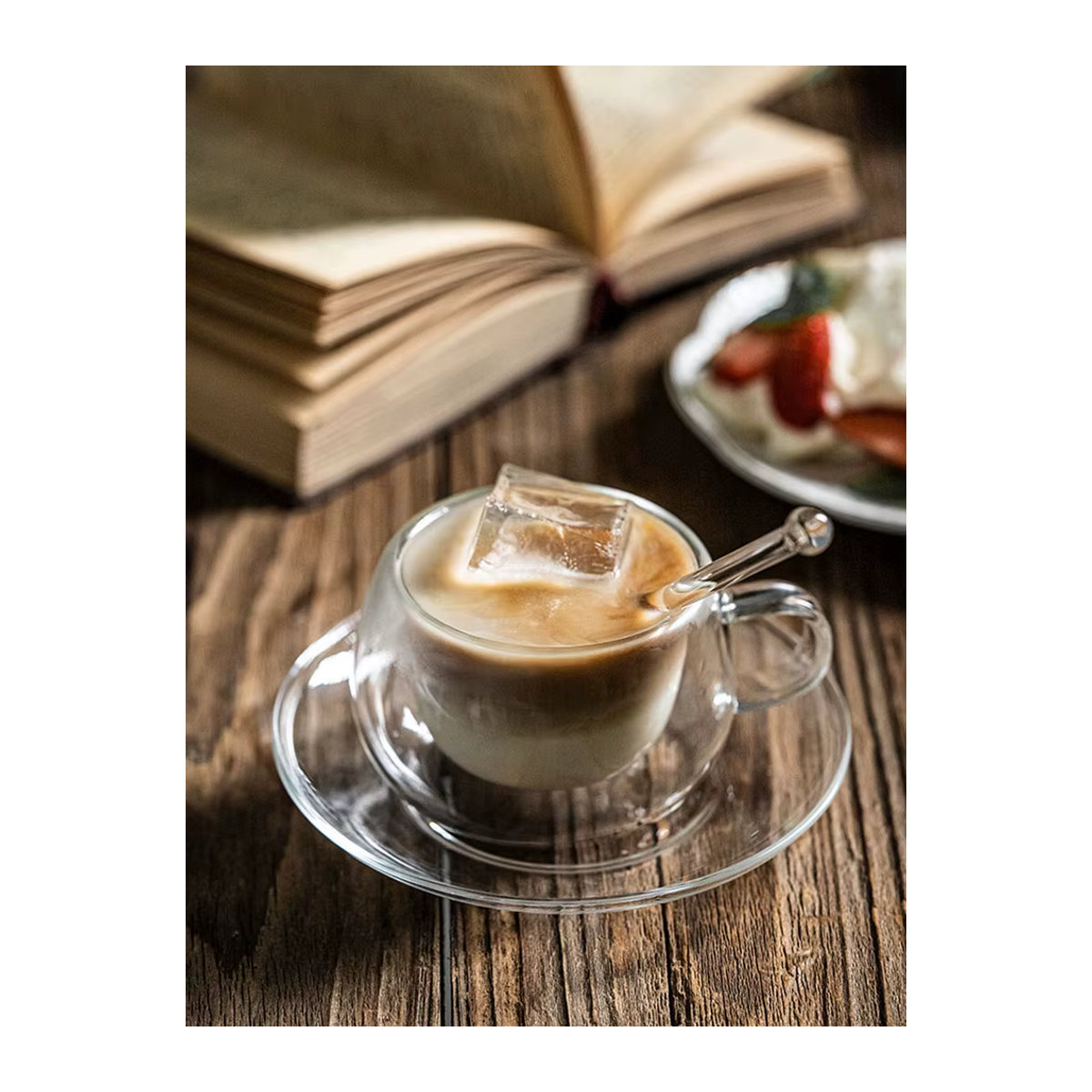 YWDL Espresso-Tassenset aus klarem Glas mit Untertasse und Löffel, doppelwandige Kaffeetassen, 180/250 ml - Bild 6