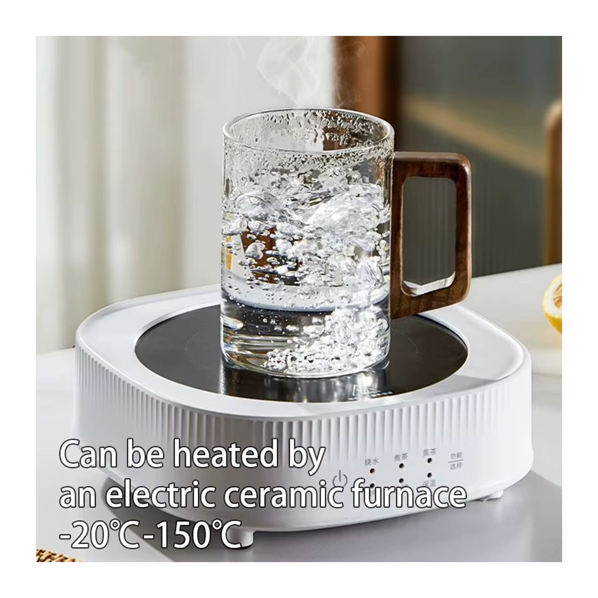 YWDL Glas Tassen Set mit Walnuss Griff, 6er Set, transparent, 300 ml pro Tasse - Bild 2