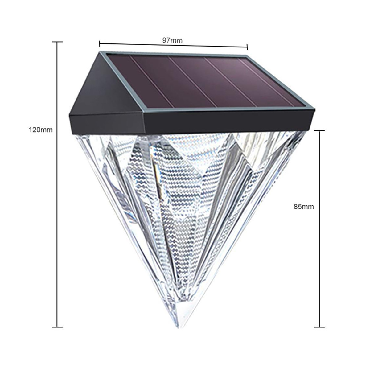 YWZT BEIMT Factory Solar Diamant Wandleuchte im 4er Set, Schwarz, LED Außenbeleuchtung IP66 wasserdicht für Garten und Balkon - Bild 5