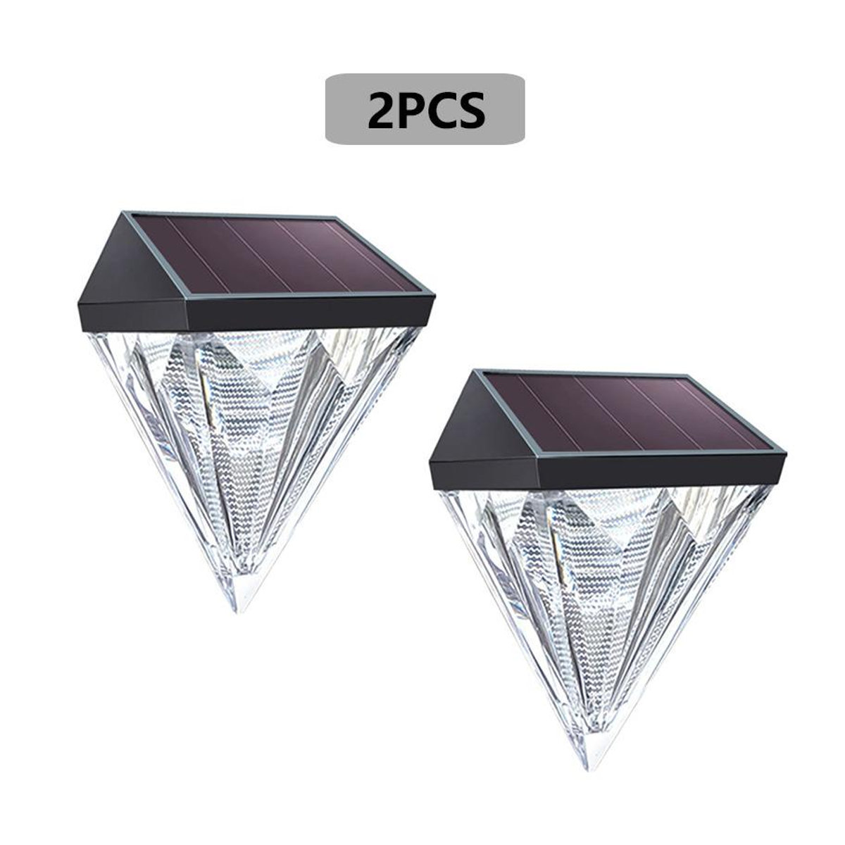 YWZT BEIMT Factory Solar Diamant Wandleuchte LED Schwarz IP66 Wasserdicht für Garten und Balkon im 2er-Set - Bild 6