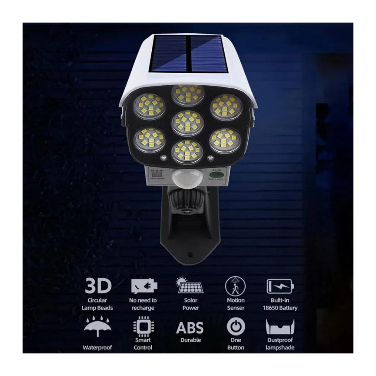 YWZT BEIMT Factory Solar-LED-Wandleuchte mit Bewegungsmelder und Fernbedienung, wasserdichte Außenleuchte IP65 für Hof und Garage, 35LED, Schwarz/Weiß - Bild 7