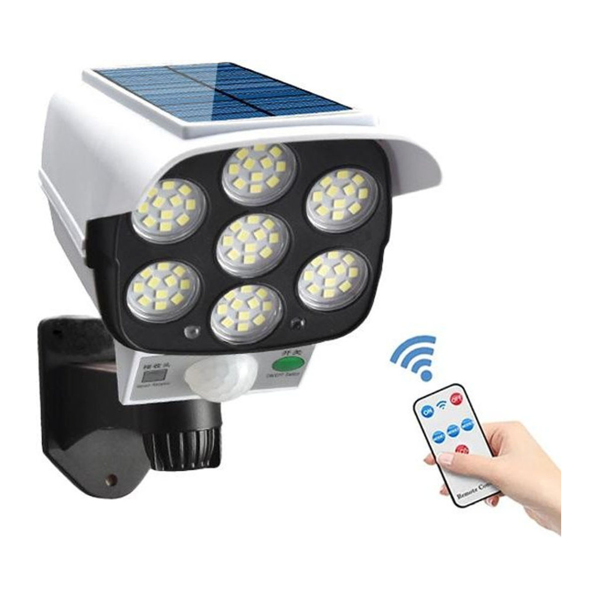 YWZT BEIMT Factory Solar-LED-Wandleuchte mit Bewegungsmelder und Fernbedienung, wasserdichte Außenleuchte IP65 in Weiß - Bild 1