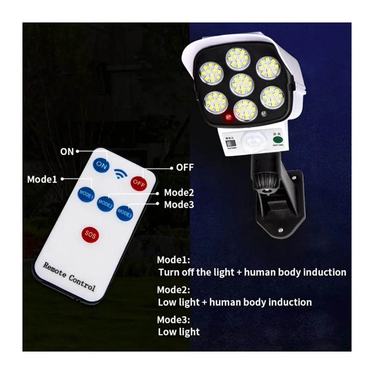 YWZT BEIMT Factory Solar-LED-Wandleuchte mit Bewegungsmelder und Fernbedienung, wasserdichte Außenleuchte IP65 in Weiß - Bild 10