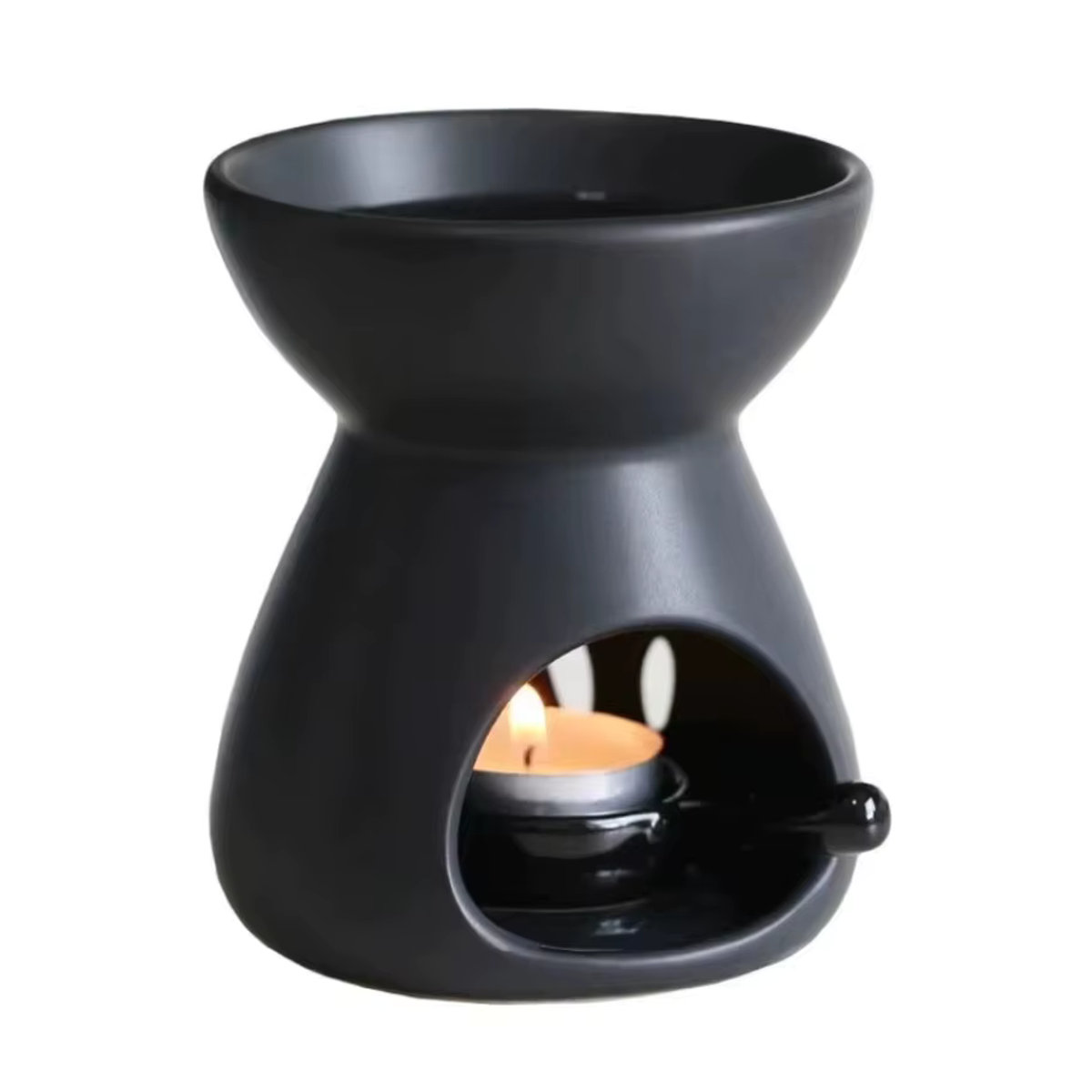 YXYMCF 2-in-1 Keramik Duftlampe für ätherische Öle und Teelichter, handgefertigter Weihrauchbrenner und Kerzenhalter für Yoga und Spa, rund, weiß oder schwarz - Bild 5