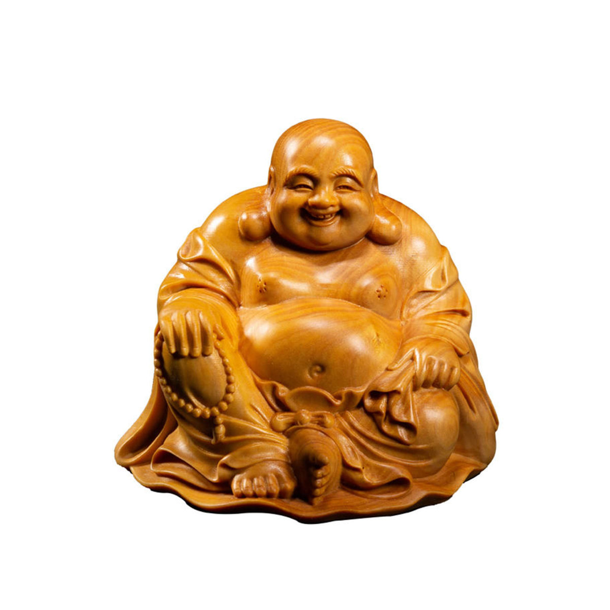 YZBQEJ Hotei-sama Buddha Holzskulptur für Feng Shui in Braun, Höhe: 6 cm - Bild 3