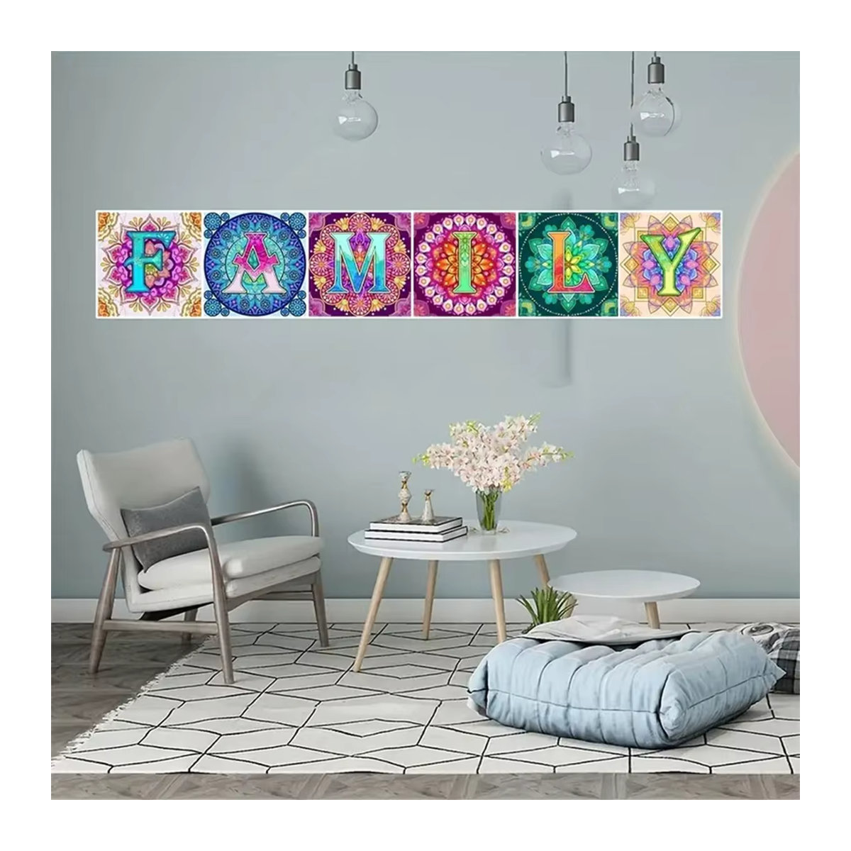 YZMLY 5D DIY Diamantmalerei Mandala Serie mit 26 Buchstaben, geometrisches und orientalisches Design, mehrfarbig, Wanddeko zum Aufhängen - Bild 2