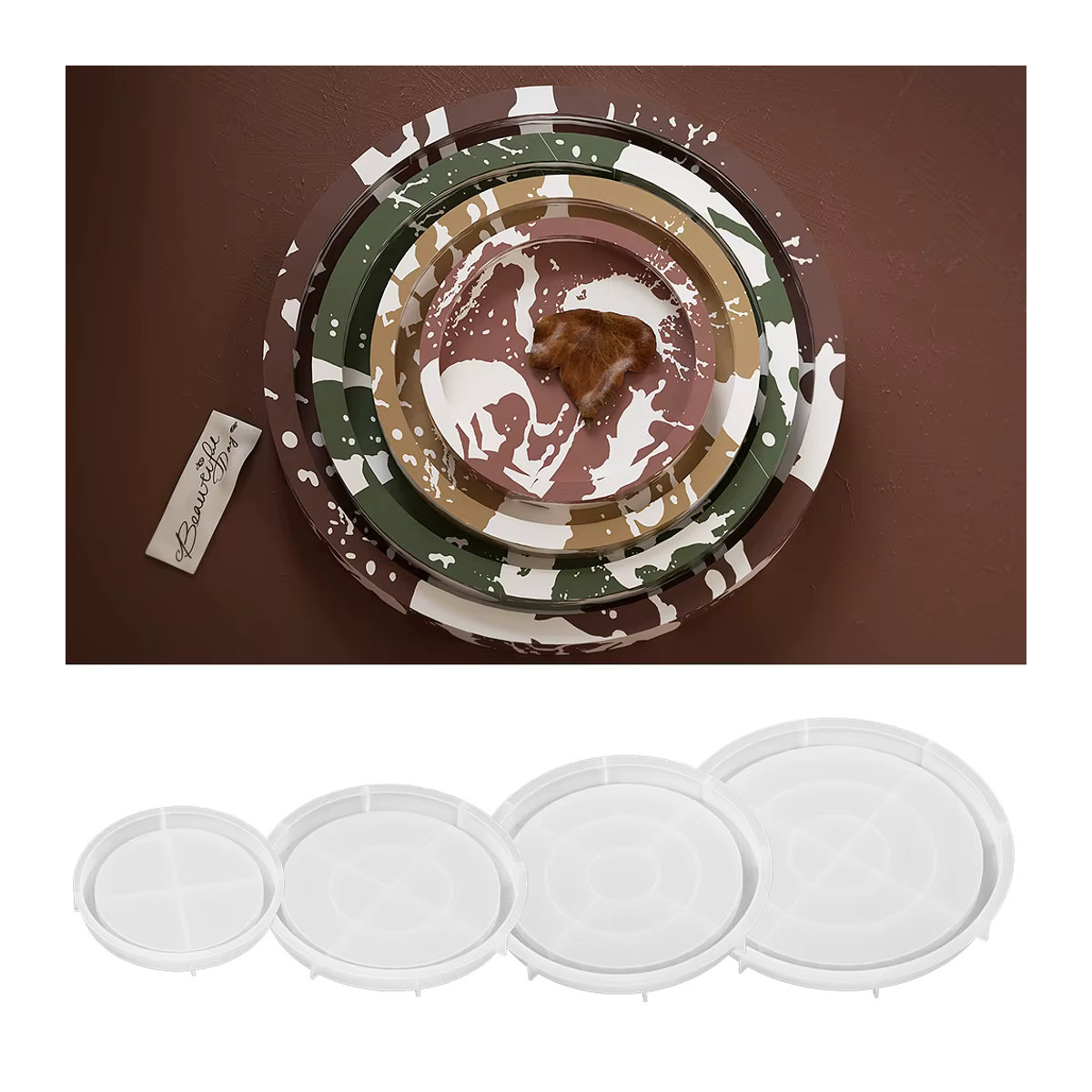 yzyart Silikon Form für rundes Kunstharz-Serviertablett, transparent, DIY Epoxidguss-Form für Schmuckhalter und Servierbretter - Bild 2