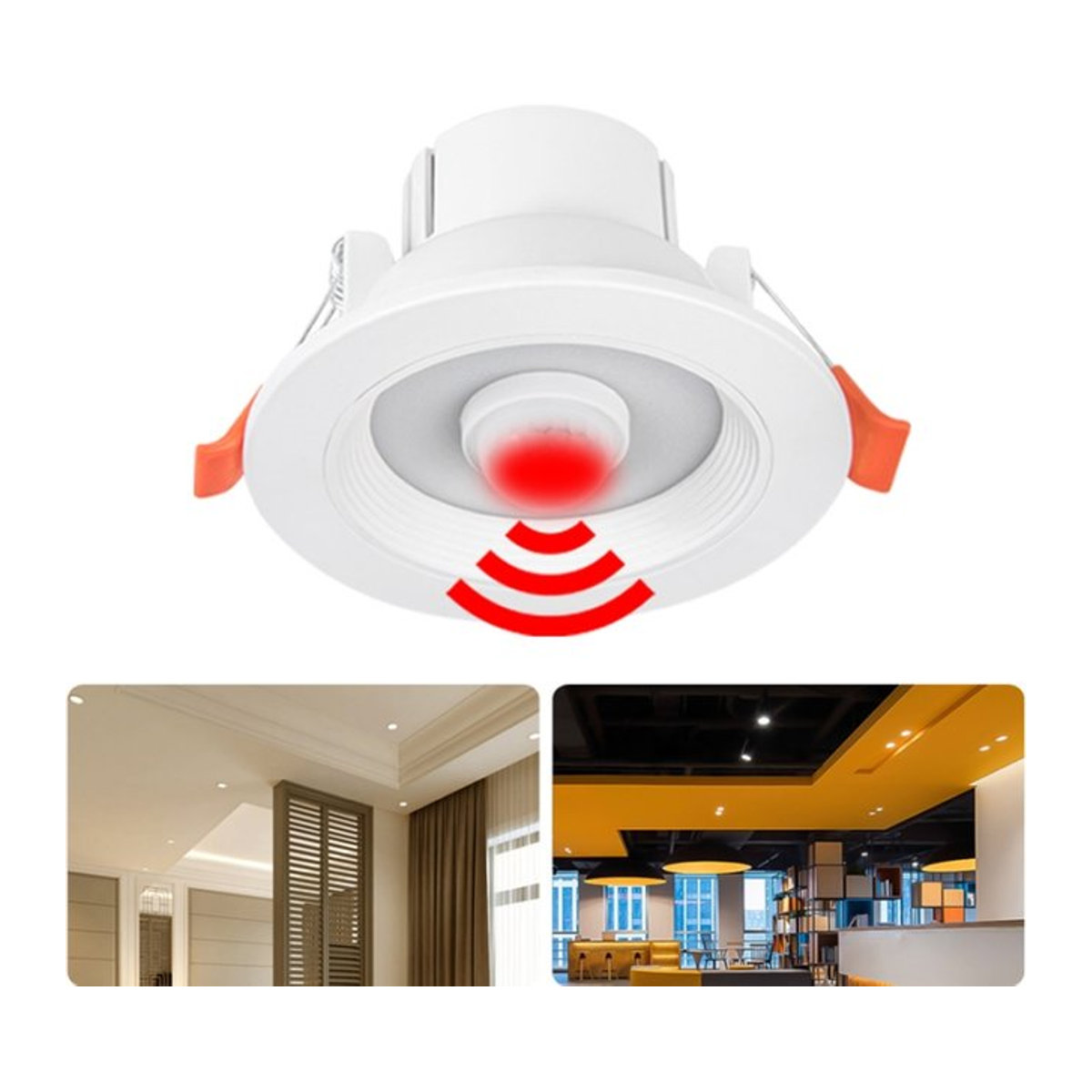 YzzYzz LED Einbaustrahler mit PIR Bewegungssensor in Weiß, minimalistisches Design aus Acryl, 20W - Bild 1