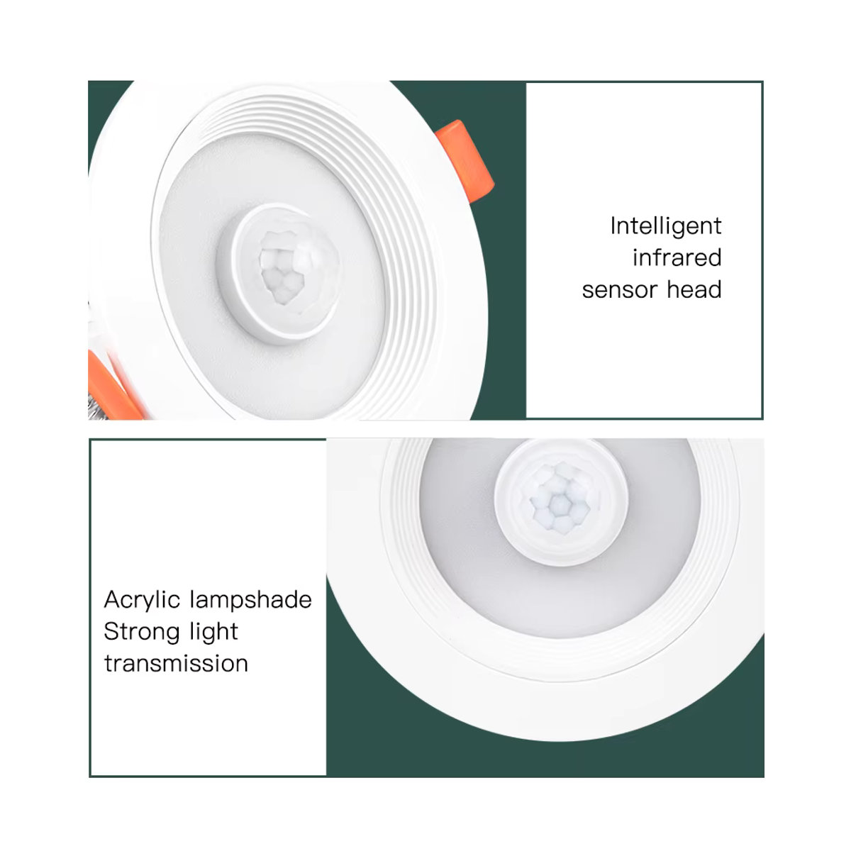 YzzYzz LED Einbaustrahler mit PIR Bewegungssensor in Weiß, minimalistisches Design aus Acryl, 20W - Bild 3