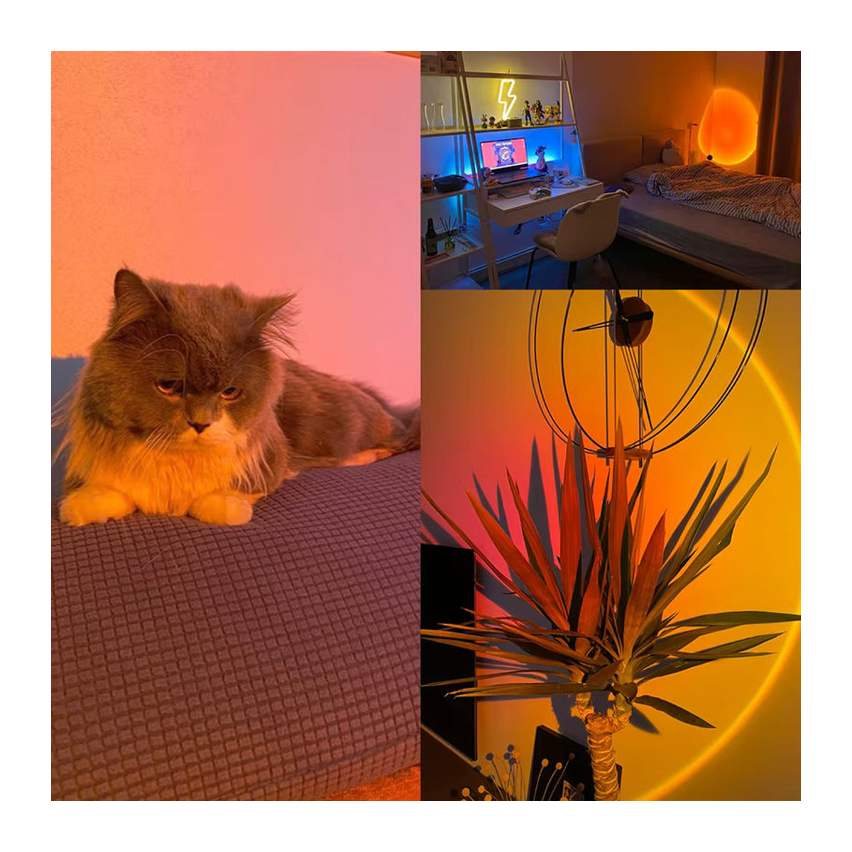 YzzYzz Smart Sunset Lampe Tuya LED RGB Nachtlicht mit App-Steuerung für moderne Raumdekoration und Fotografie in Bunt - Bild 4