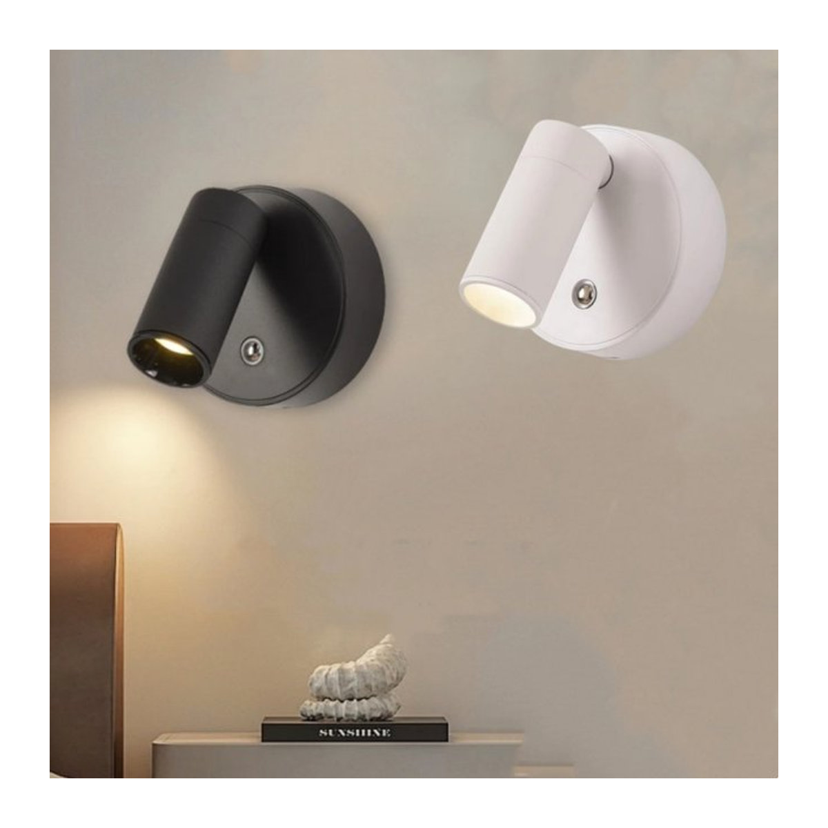 YzzYzz Wiederaufladbare LED-Wandleuchte in Schwarz mit 360 Grad Rotation und Touch-Funktion als kabelloser magnetischer Strahler für die Lesebeleuchtung - Bild 1