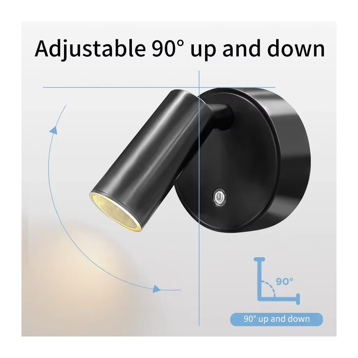 YzzYzz Wiederaufladbare LED-Wandleuchte in Schwarz mit 360 Grad Rotation und Touch-Funktion als kabelloser magnetischer Strahler für die Lesebeleuchtung - Bild 4