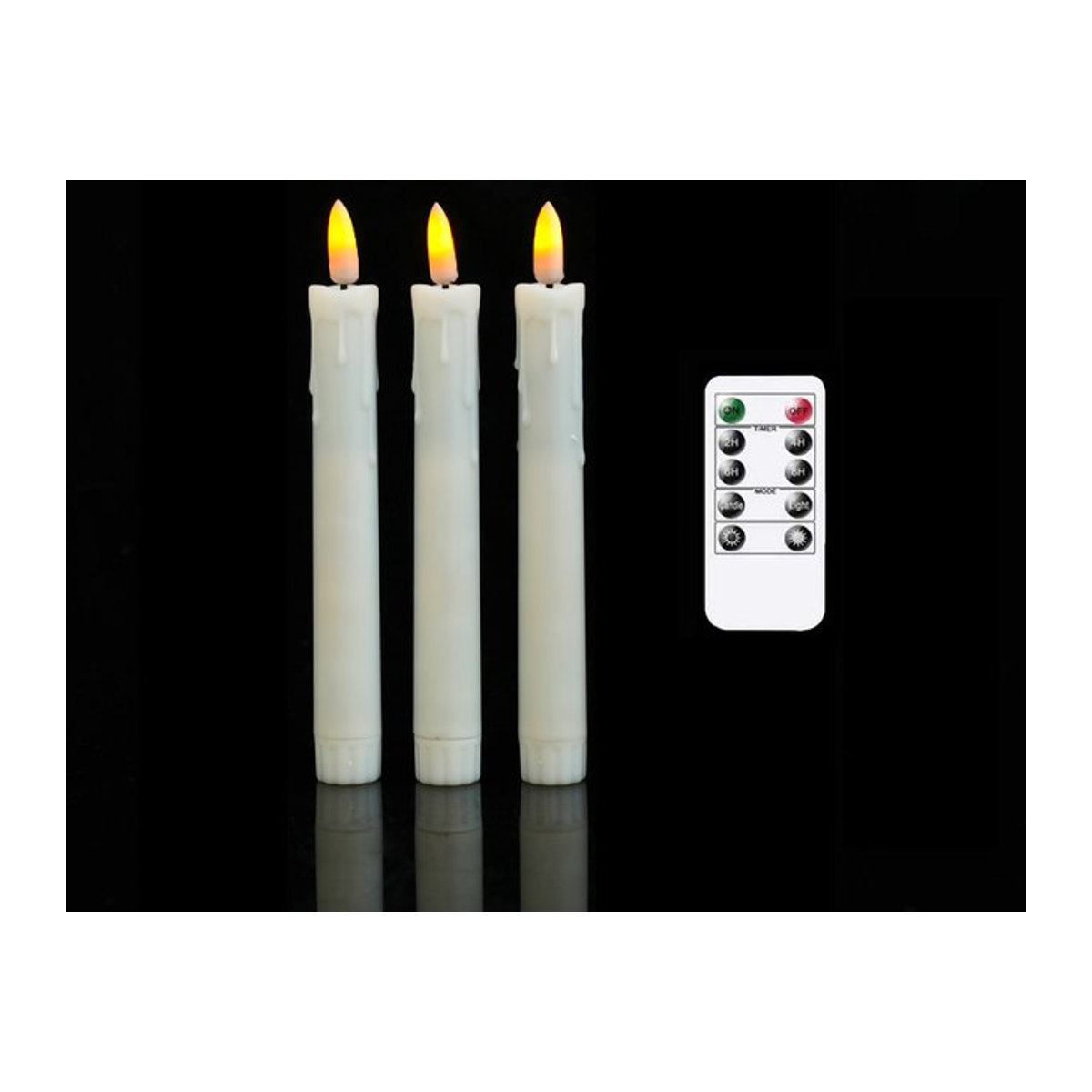 Zabicat 3er Set LED Stabkerzen mit Fernbedienung und Timer, batteriebetriebene flammenlose Dekokerzen in Weiß, Höhe: 17,78 cm - Bild 1