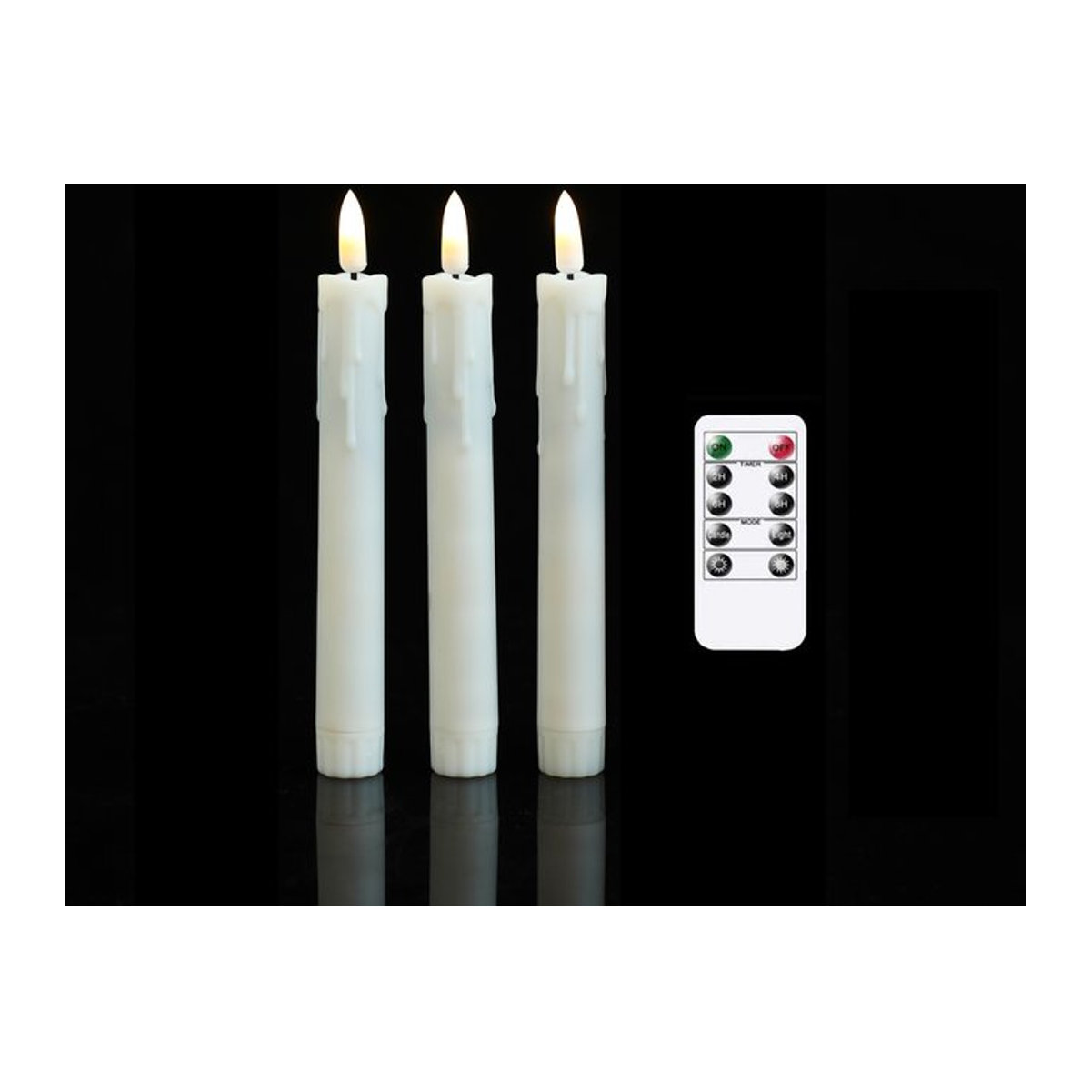 Zabicat LED Stabkerzen Set mit Fernbedienung und Timer, Flammenlose dekorative Kunststoffkerzen in Weiß und Gelb, Höhe: 17,8 cm - Bild 1