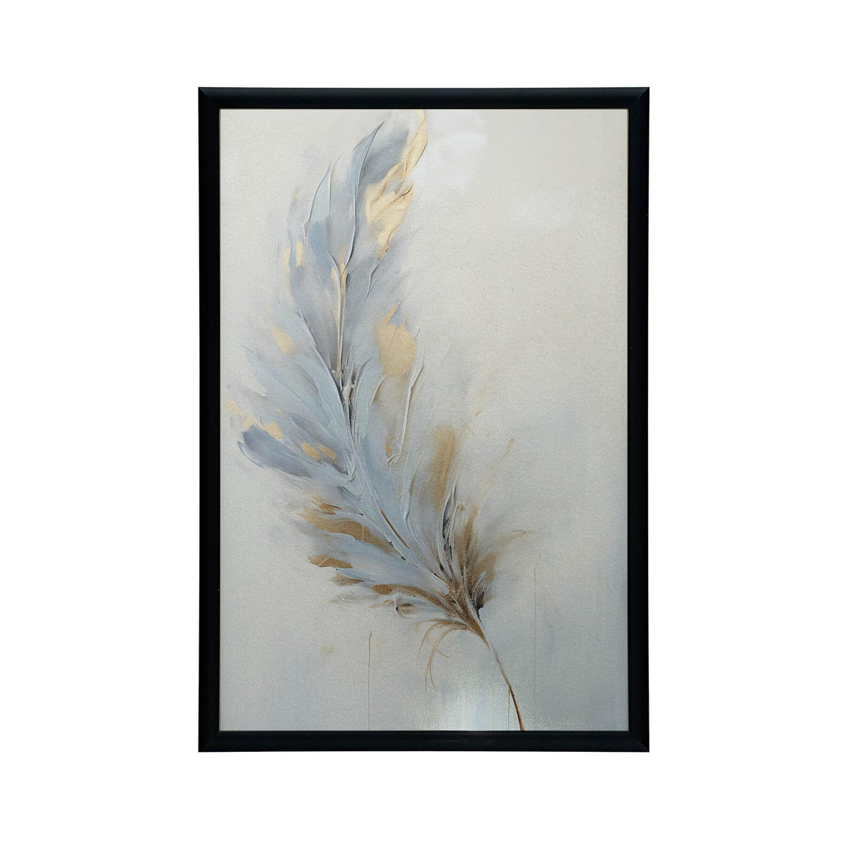 Zartheit des Federzarts Wandbild von Marcin Zbijowski in Schwarz und Gold mit schwarzem Aluminiumrahmen, B/H: 30 x 40 cm - Bild 1