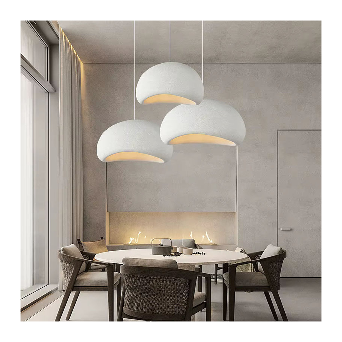 ZCTOP Wabi Sabi LED-Pendelleuchte aus Keramik in Beige für minimalistisches Design - Bild 2