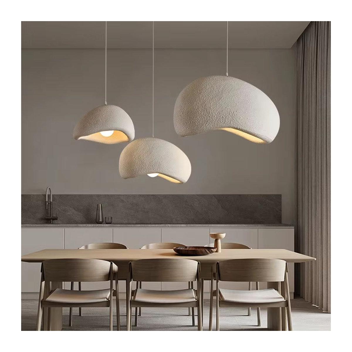 ZCTOP Wabi Sabi LED-Pendelleuchte aus Keramik in Beige für minimalistisches Design - Bild 4