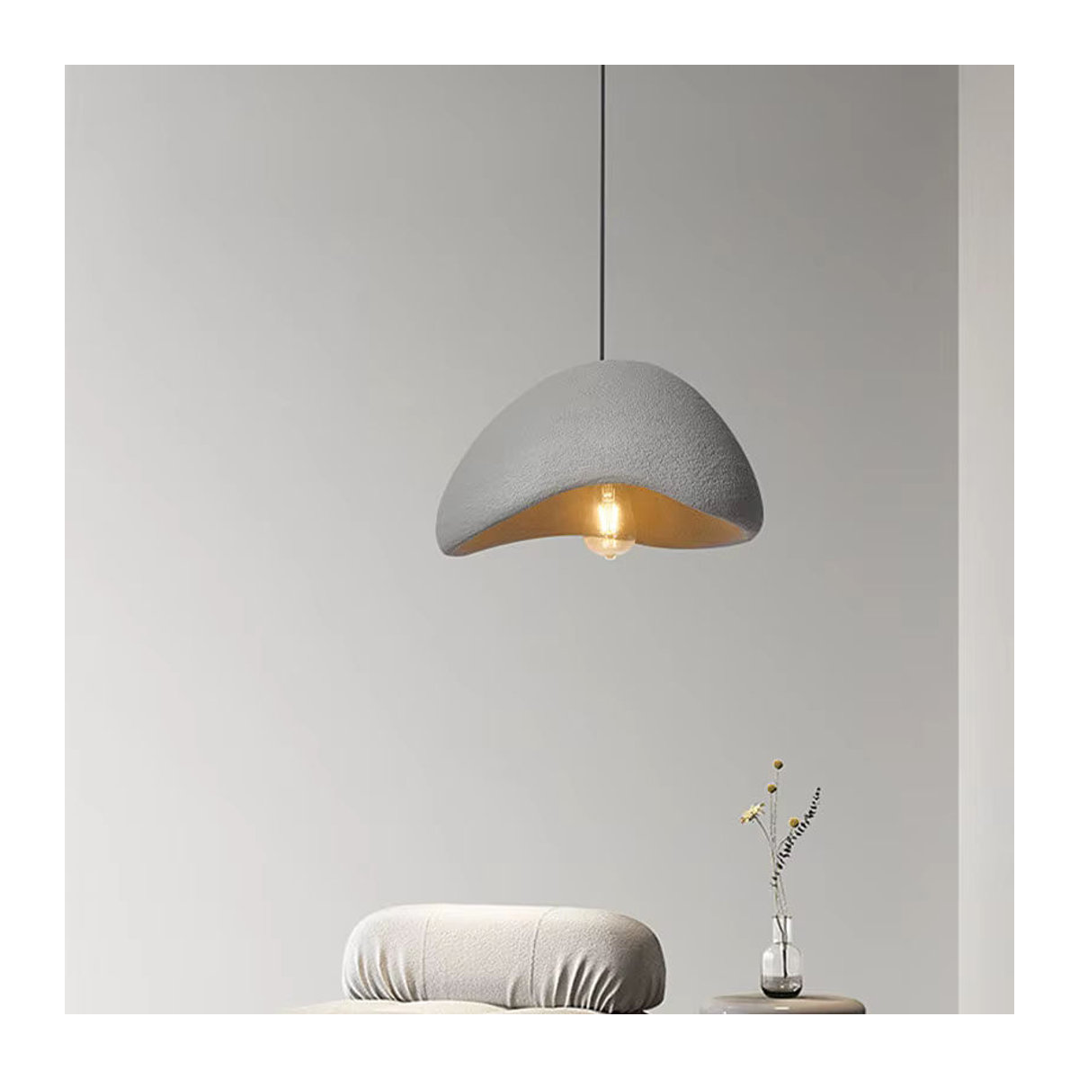 ZCTOP Wabi Sabi LED-Pendelleuchte aus Keramik in Beige für minimalistisches Design - Bild 5