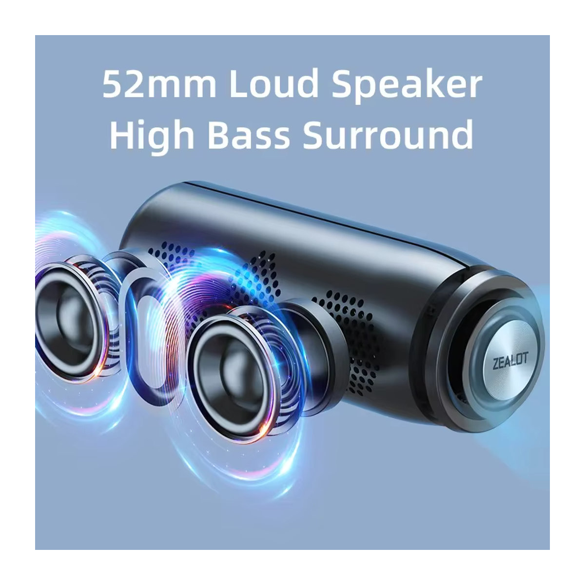 ZEALOT-S51 Bluetooth-Lautsprecher in Schwarz mit Bass, wasserdichter kabelloser Subwoofer und TWS-Funktion - Bild 3