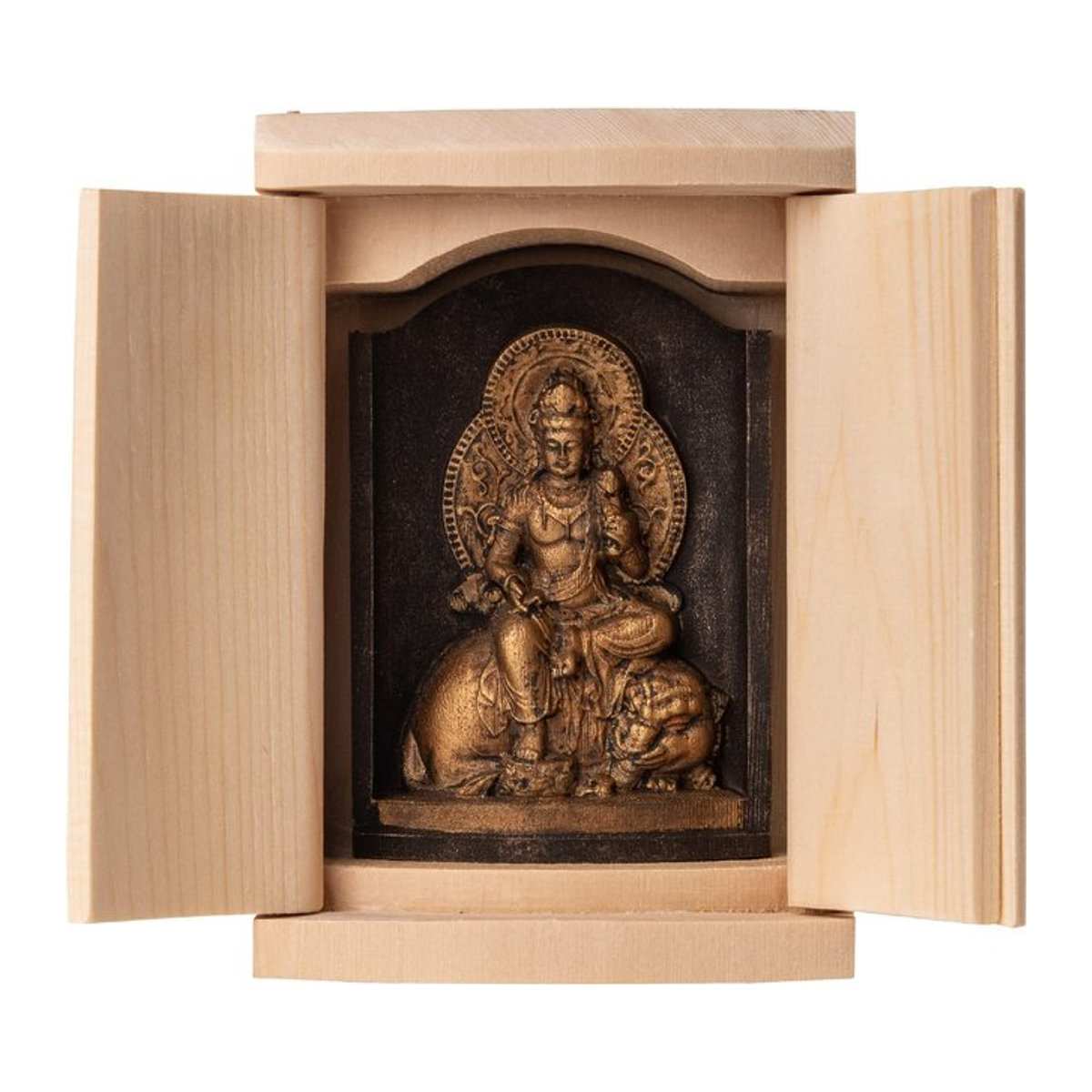 ZEKUU Buddha-Statue Bodhisattva in Gold aus Holz für das Jahr des Drachen - Bild 1