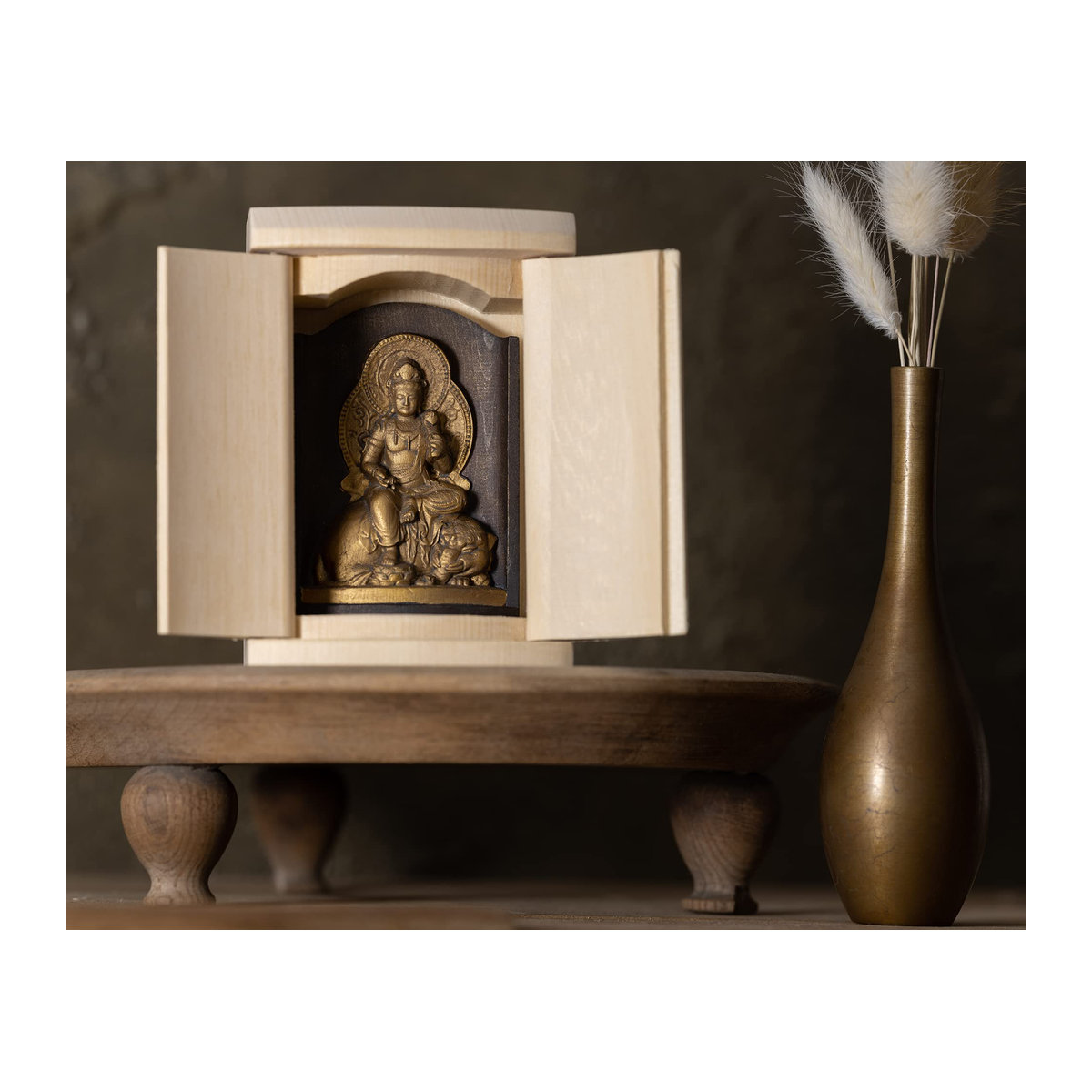 ZEKUU Buddha-Statue Bodhisattva in Gold aus Holz für das Jahr des Drachen - Bild 2