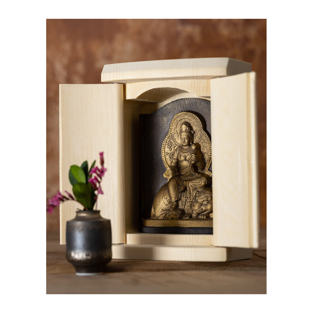 ZEKUU Buddha-Statue Bodhisattva in Gold aus Holz für das Jahr des Drachen - Bild 4