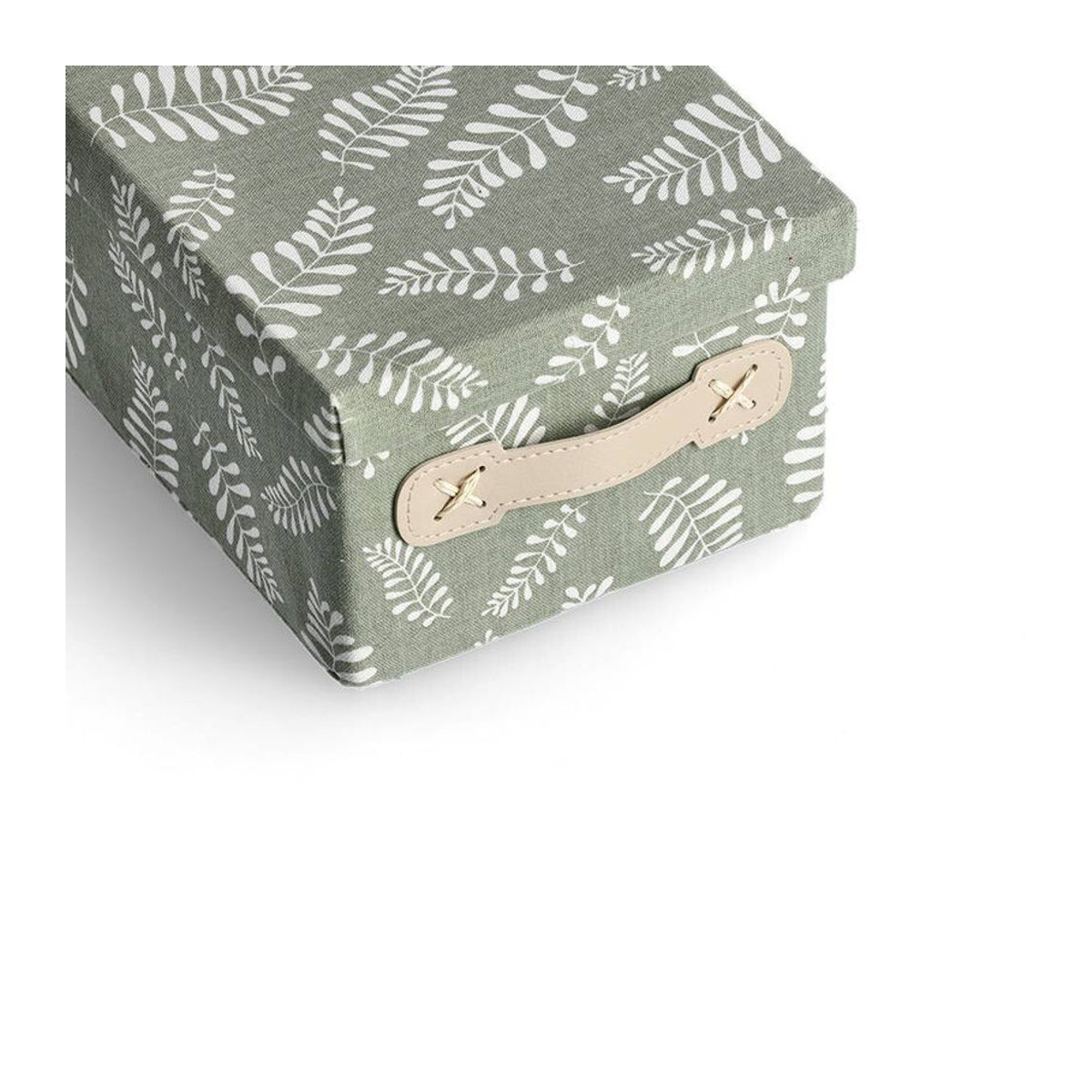 Zeller Aufbewahrungsbox Leaves mit Deckel aus Baumwolle in Grün mit floralem Muster, B/T/H: 19,5 x 13 x 19,5 cm - Bild 2